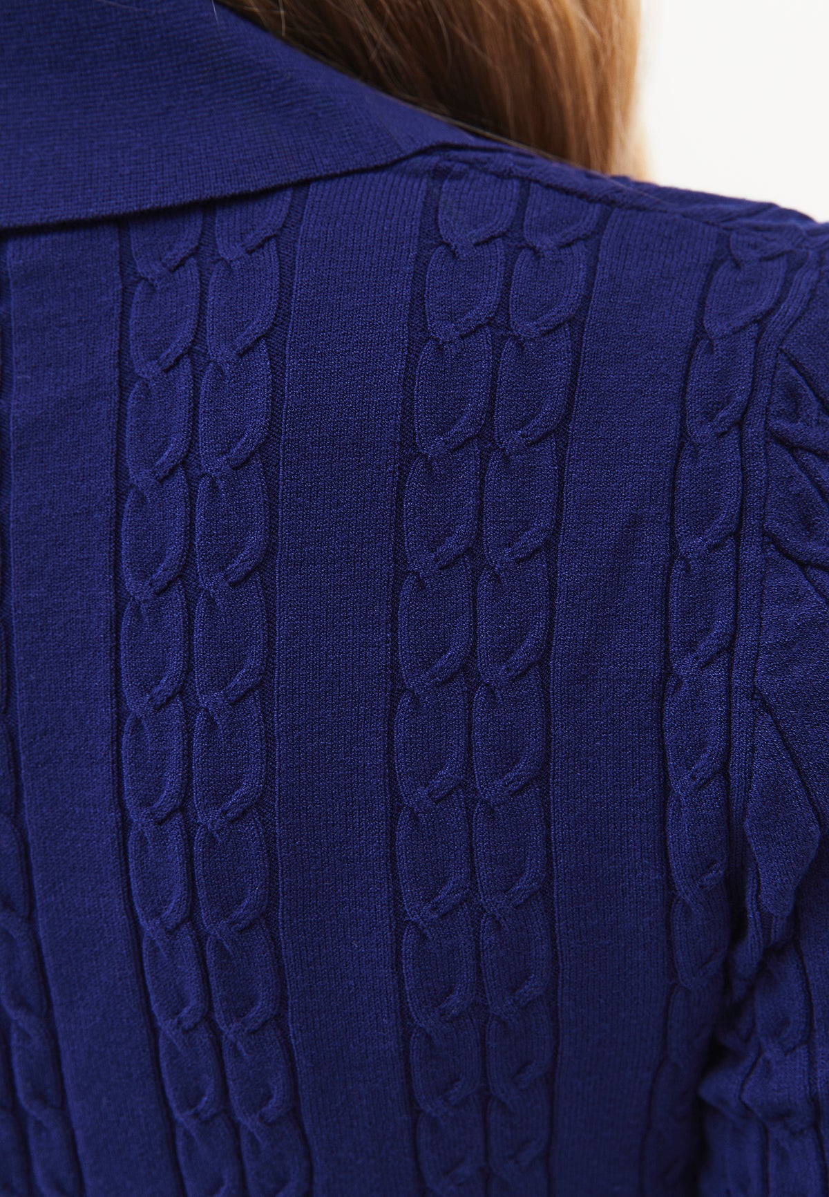 Polo Neck Knit Detail Sweater - BEACON BLUE