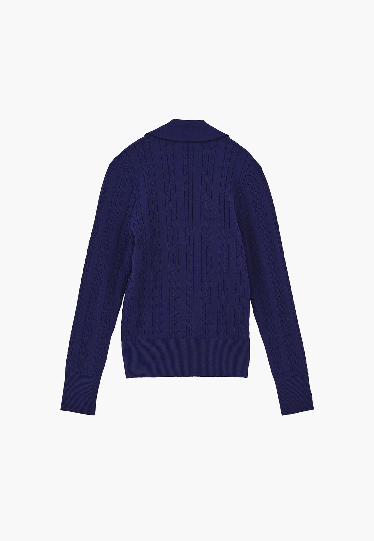 Polo Neck Knit Detail Sweater - BEACON BLUE