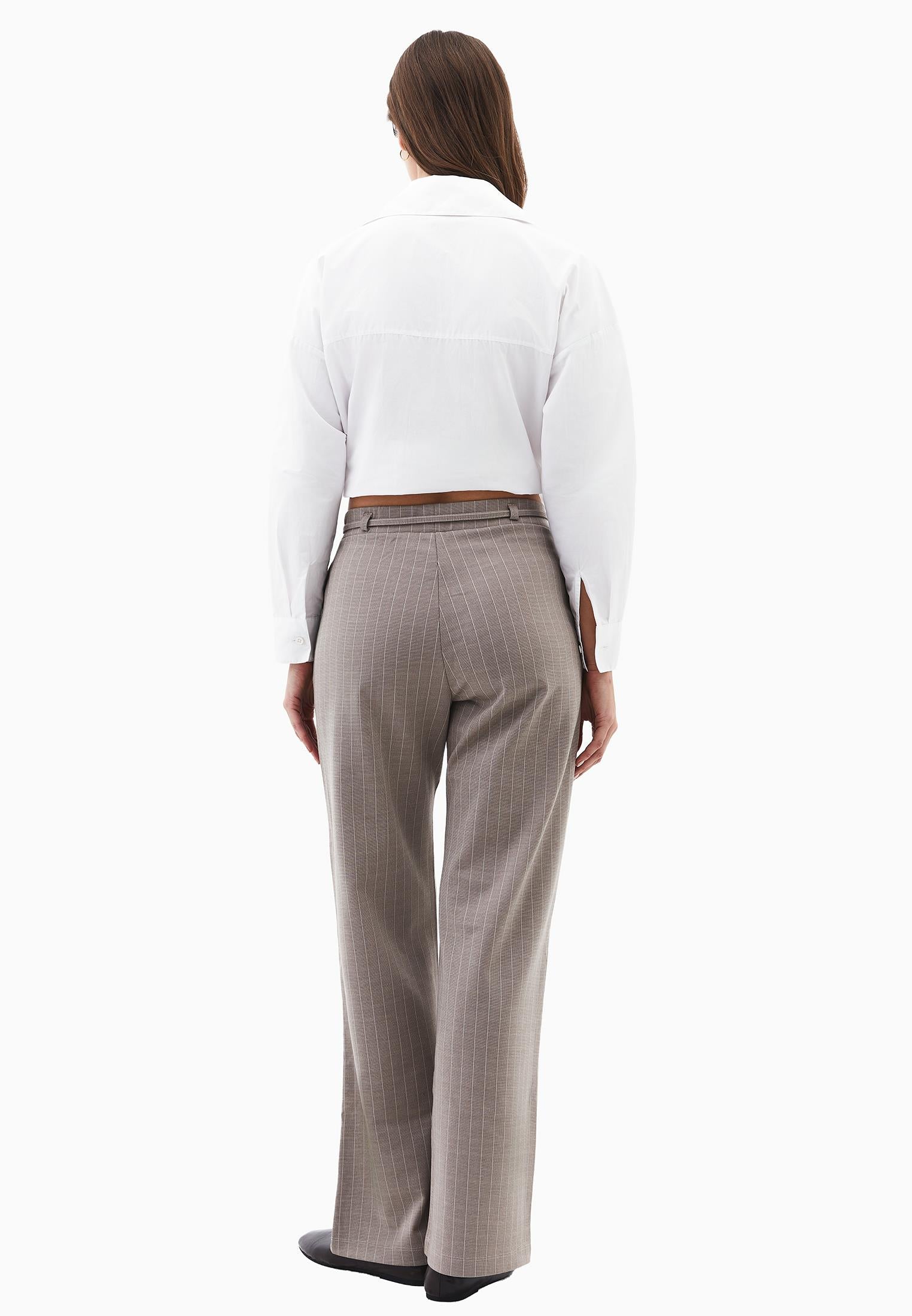 Straight Leg Viscose Pants - BEIGE MELANGE