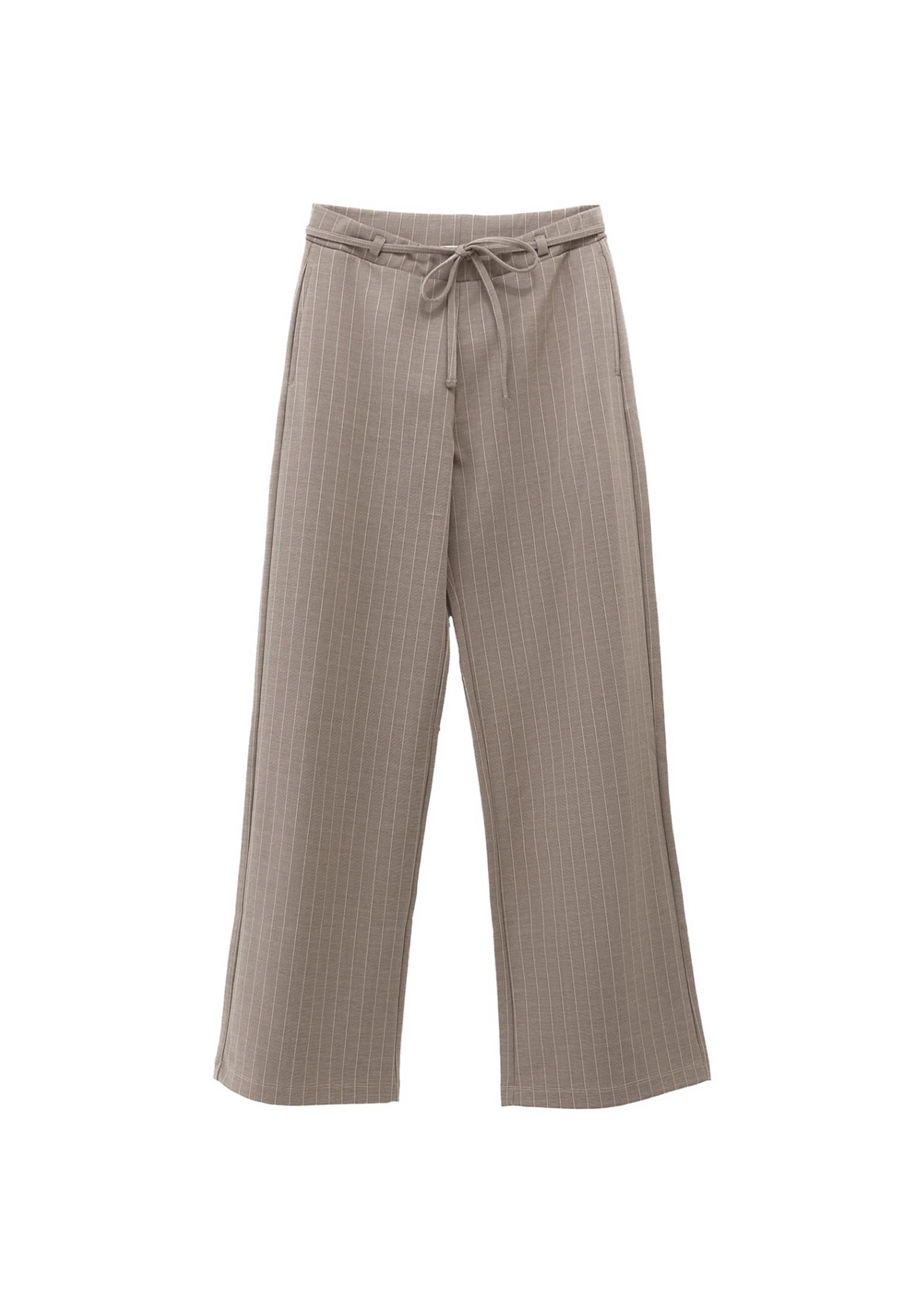 Straight Leg Viscose Pants - BEIGE MELANGE
