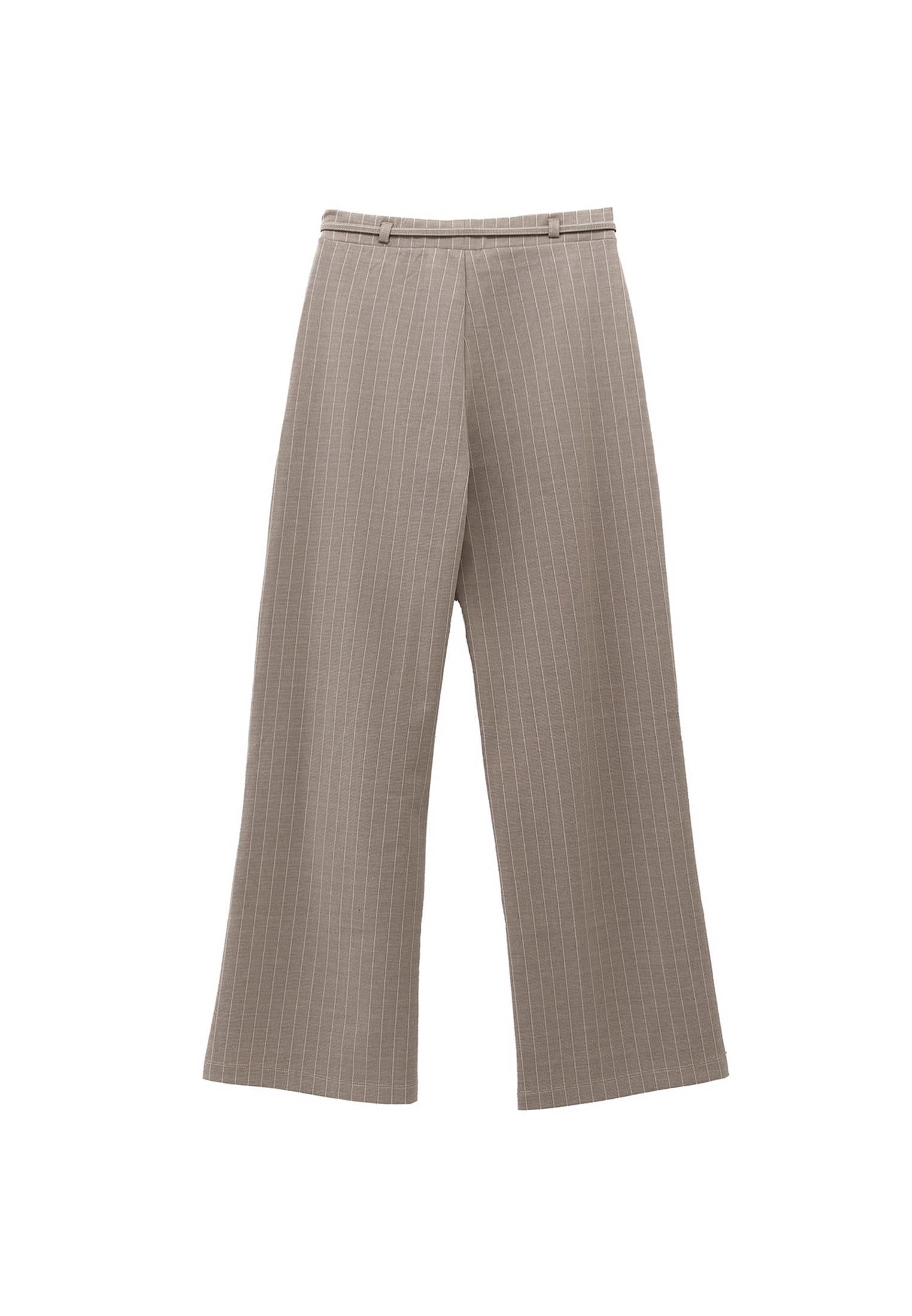 Straight Leg Viscose Pants - BEIGE MELANGE