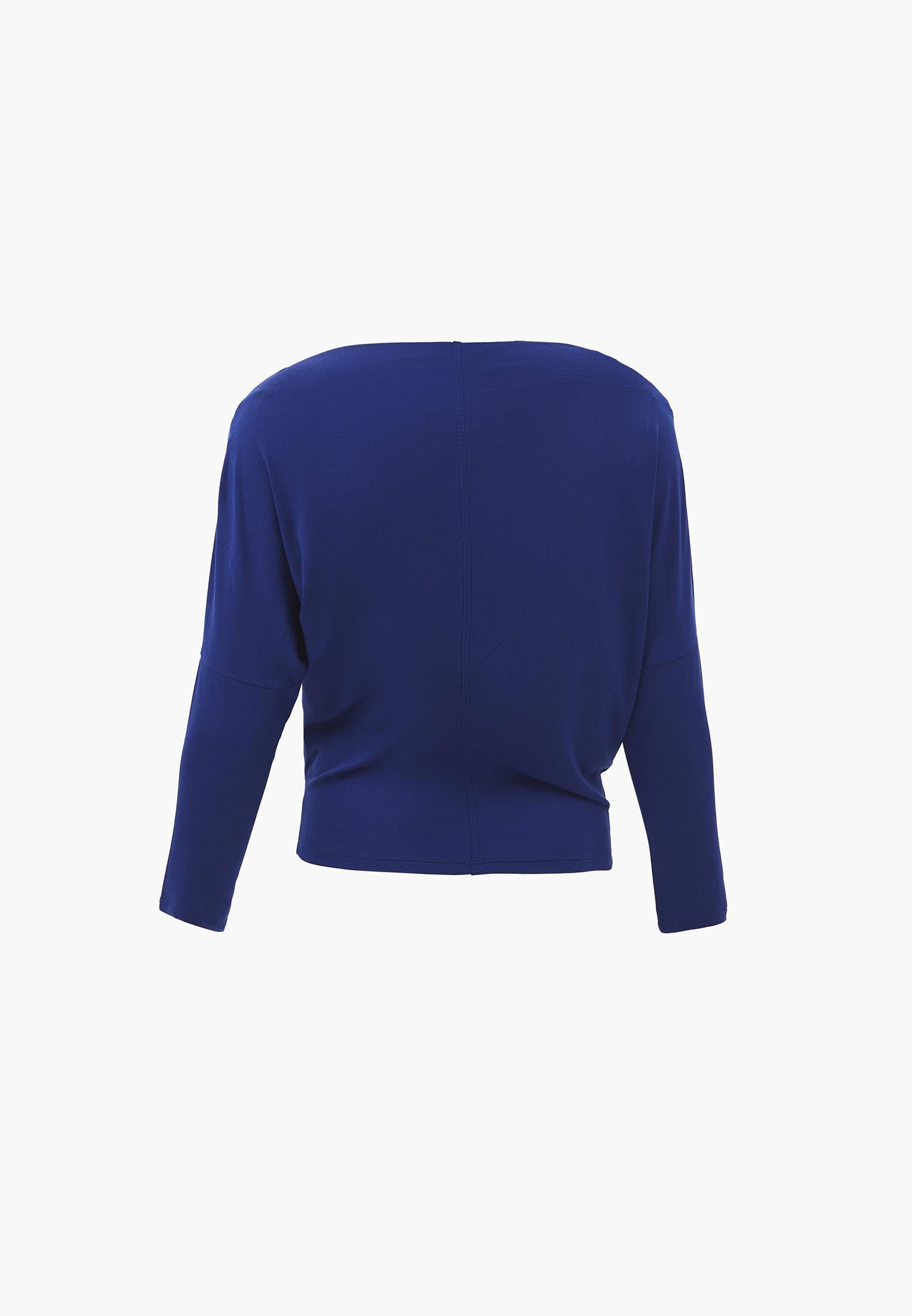 Asymmetric Neck Batwing Sleeve T-Shirt - BELLWETHER BLUE