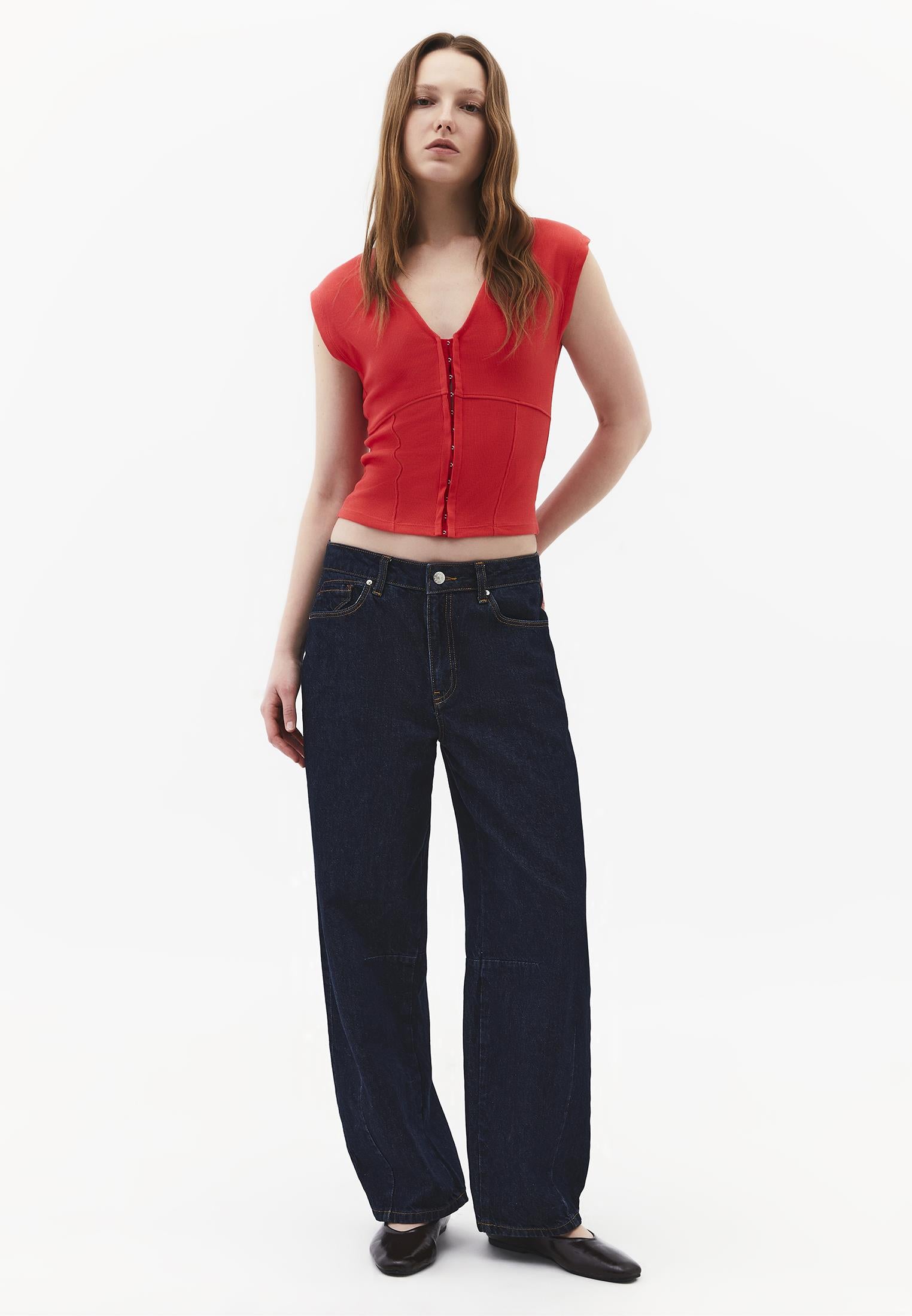 V Neck Bodycon T-Shirt - BITTERSWEET