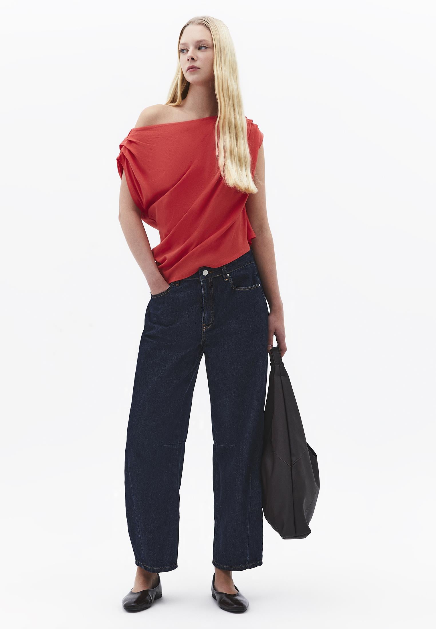 Pleated Asymmetric T-Shirt - BITTERSWEET