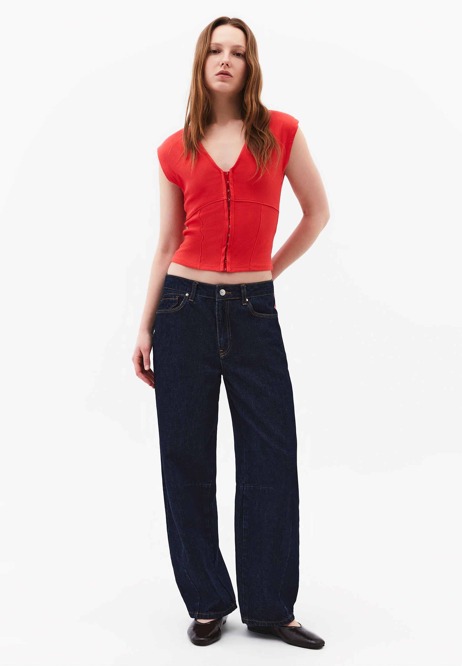 V Neck Bodycon T-Shirt - BITTERSWEET