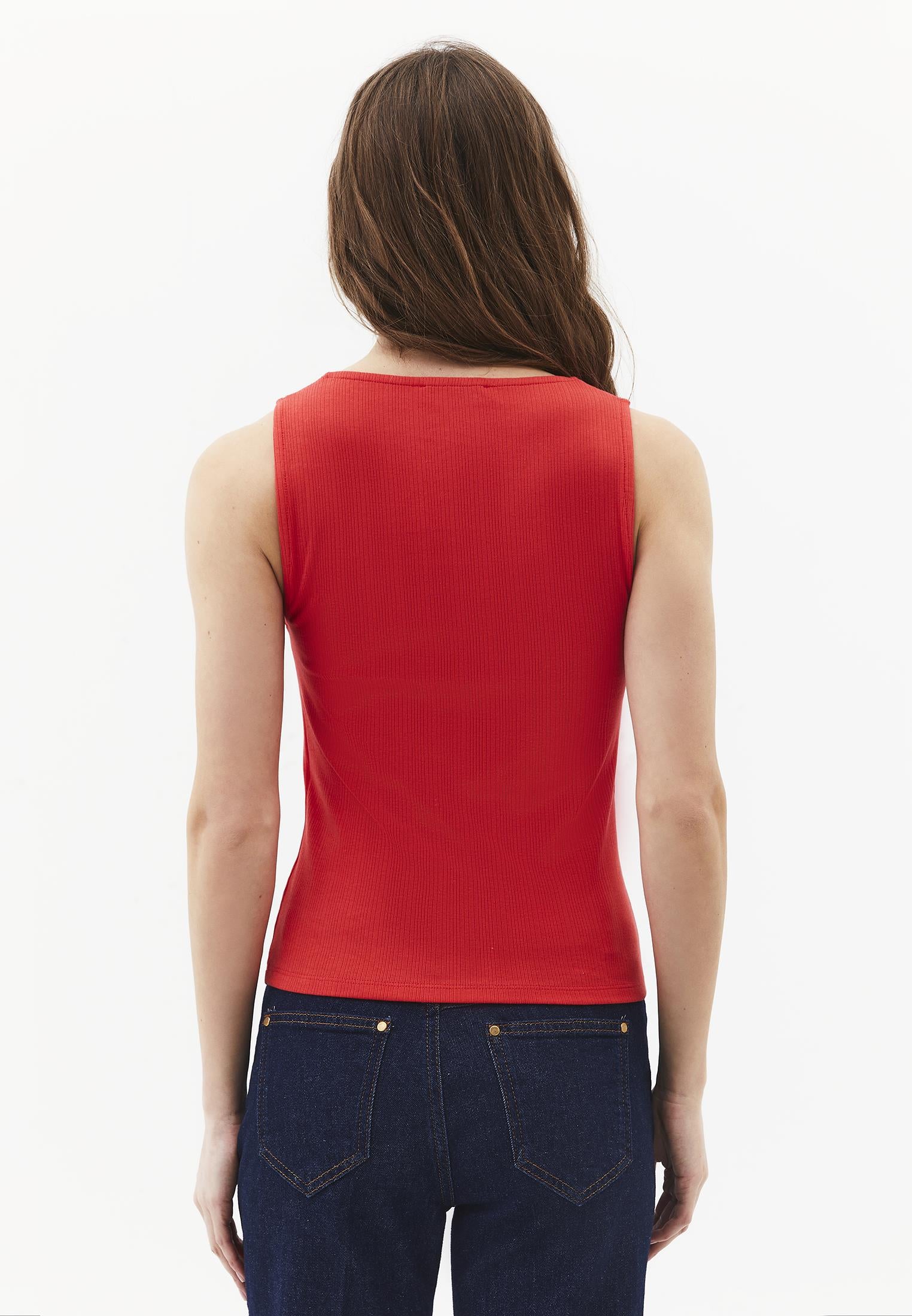 Wide Neck Buckle Detail Tank Top - BITTERSWEET