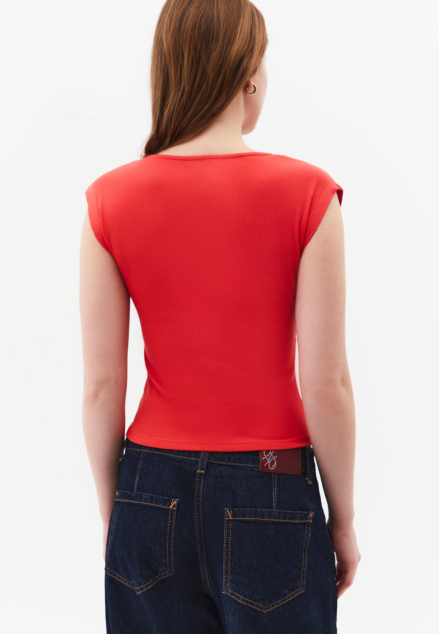 V Neck Bodycon T-Shirt - BITTERSWEET