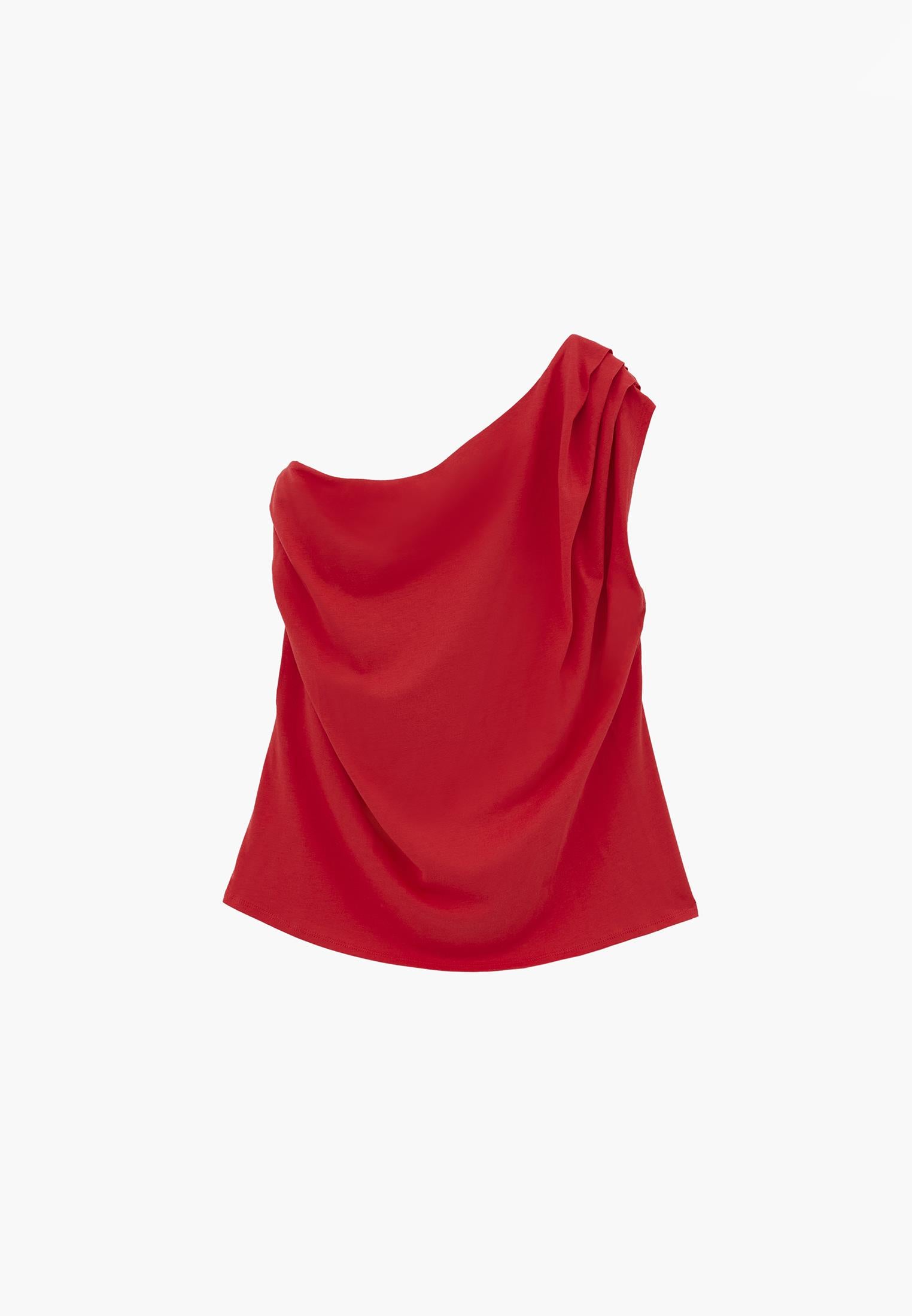 Pleated Asymmetric T-Shirt - BITTERSWEET