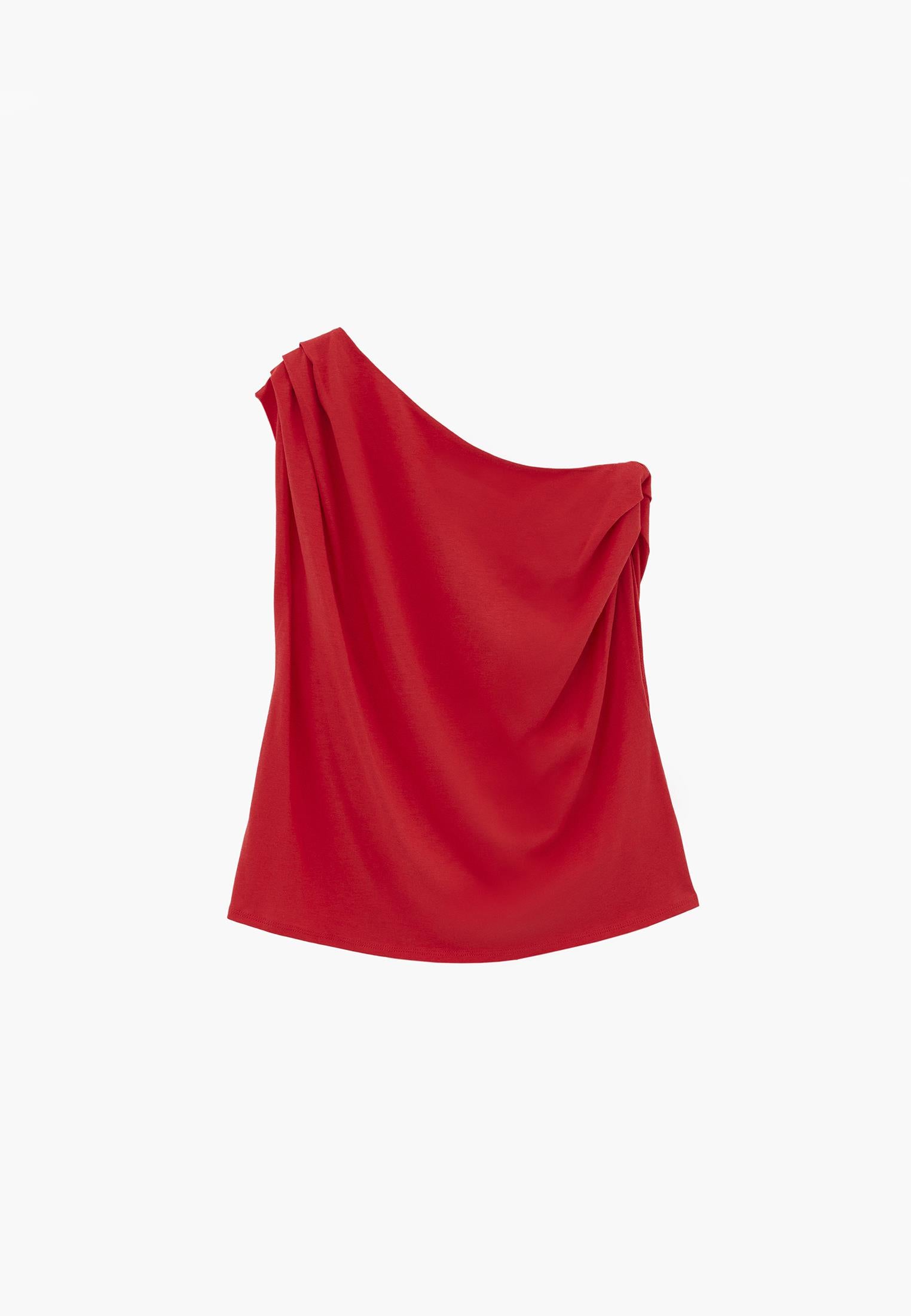 Pleated Asymmetric T-Shirt - BITTERSWEET