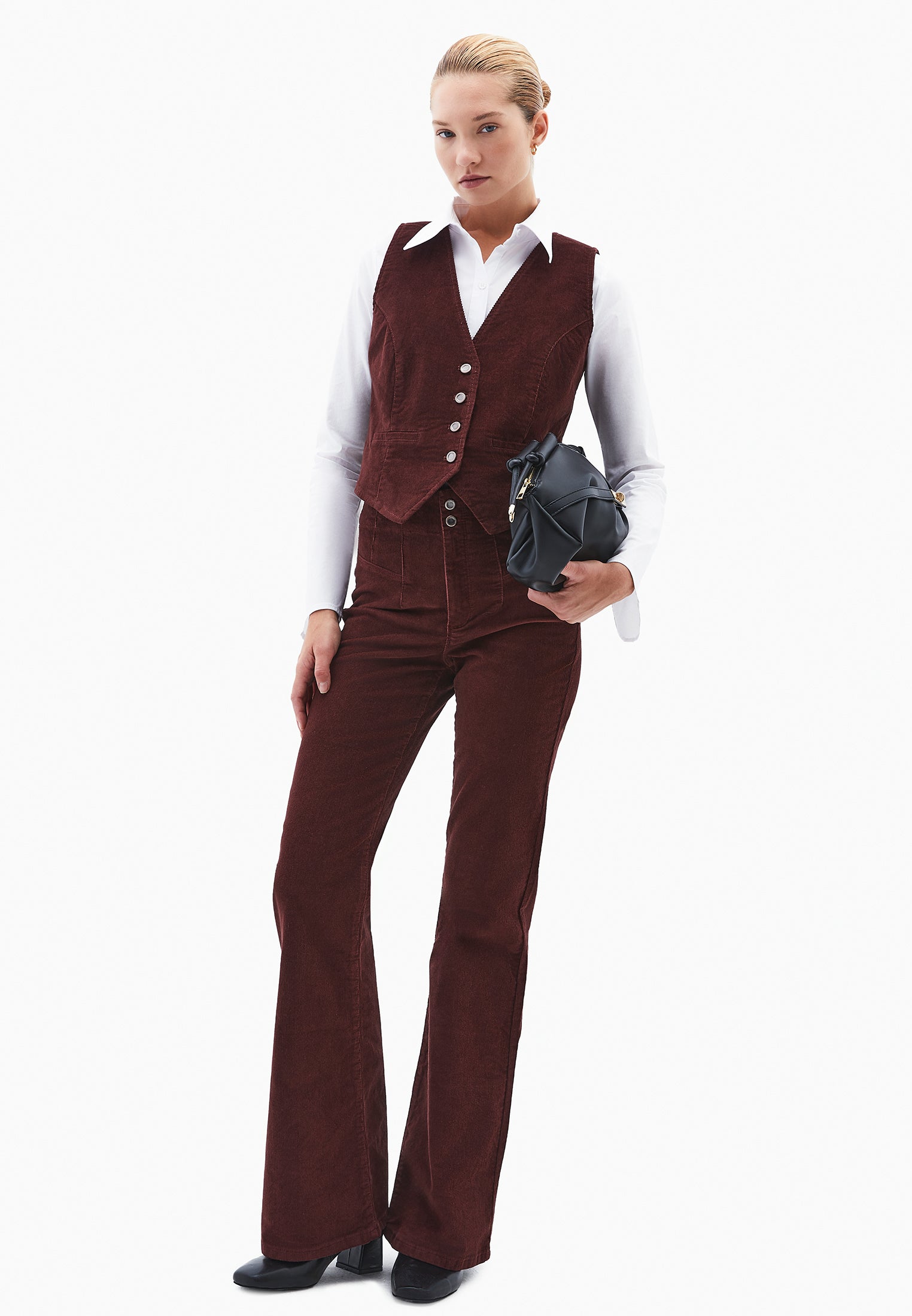 Ultra High Waist Flared Pants - BITTER CHOCOLATE