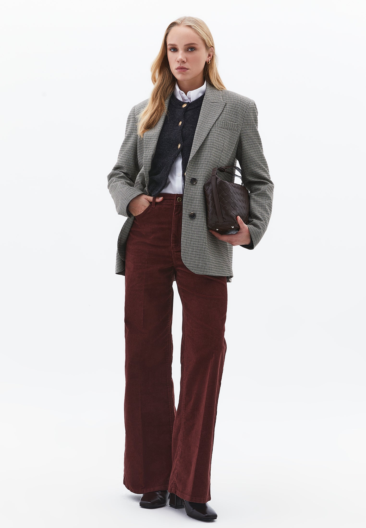 Corduroy Wide Leg Pants - BITTER CHOCOLATE