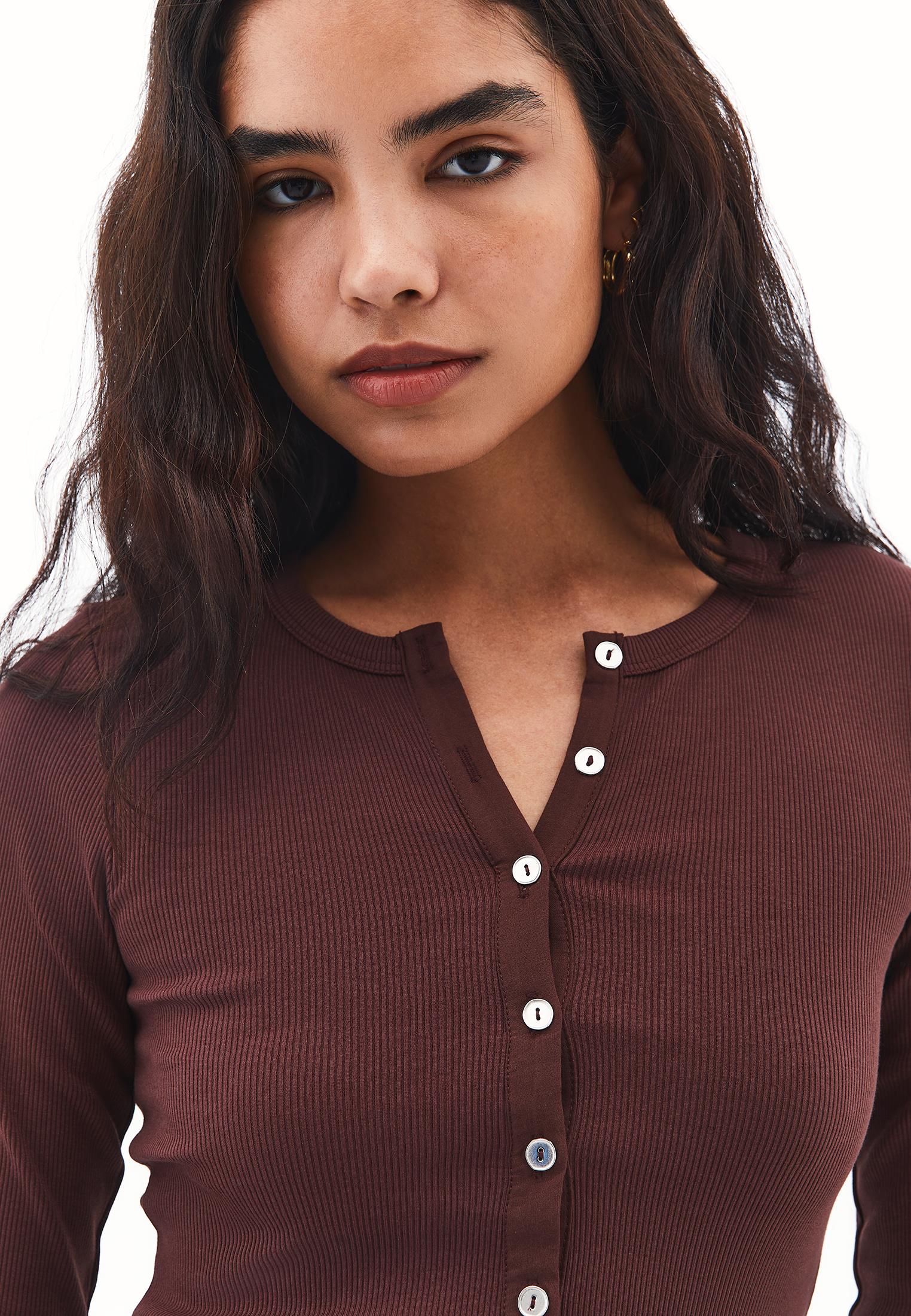 Crew Neck Long Sleeve T-Shirt - BITTER CHOCOLATE