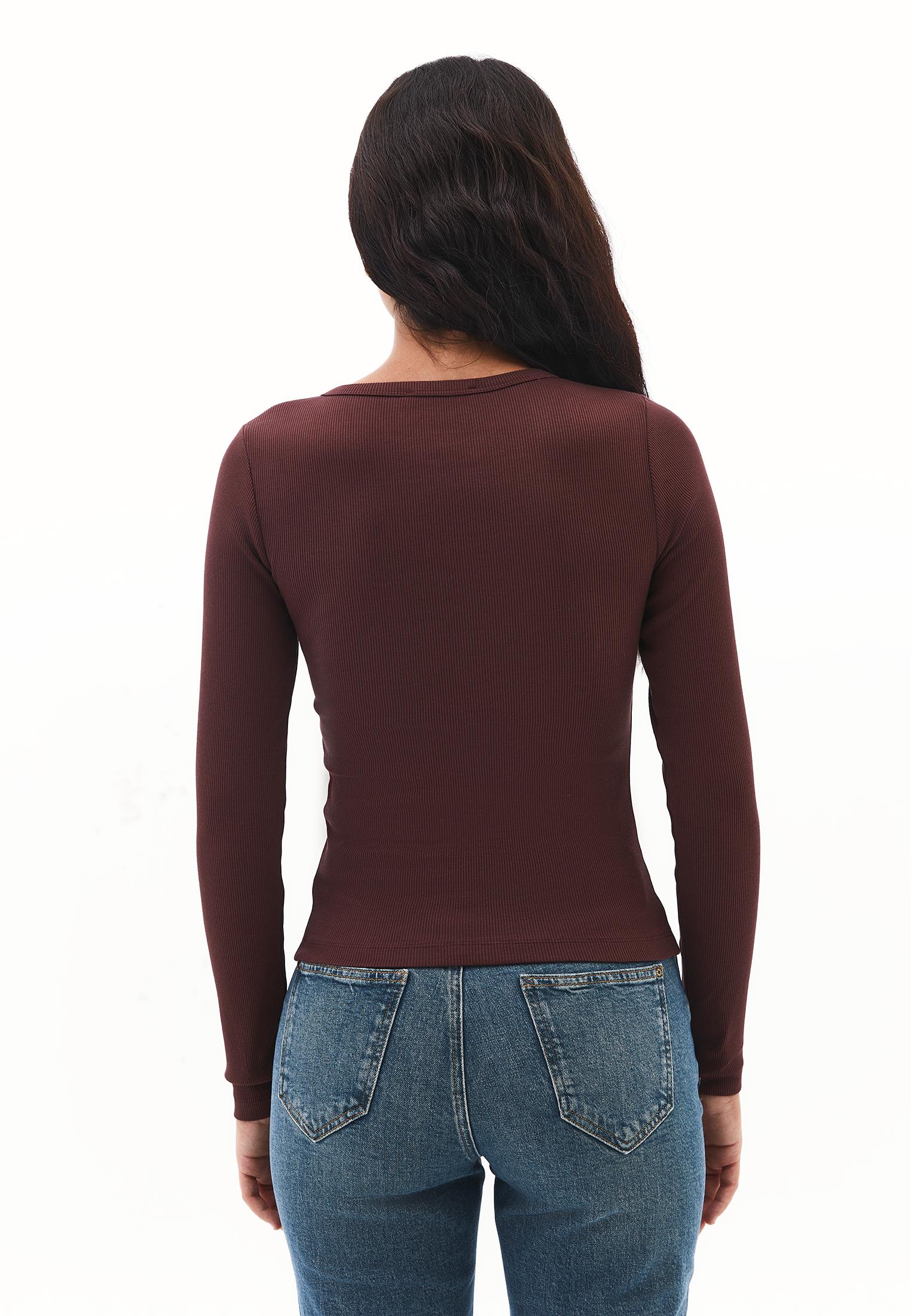 Crew Neck Long Sleeve T-Shirt - BITTER CHOCOLATE