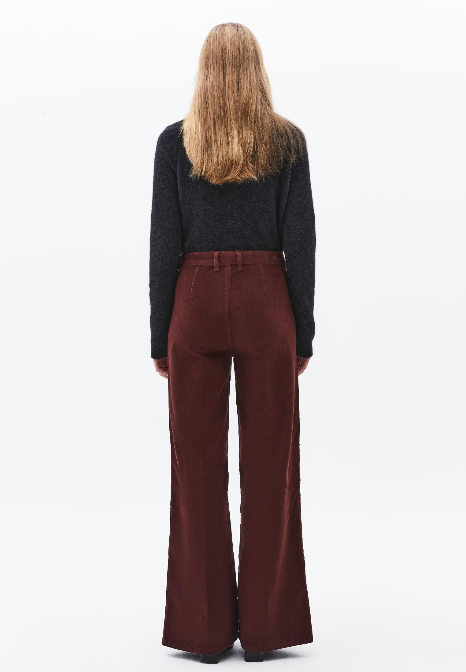 Corduroy Wide Leg Pants - BITTER CHOCOLATE