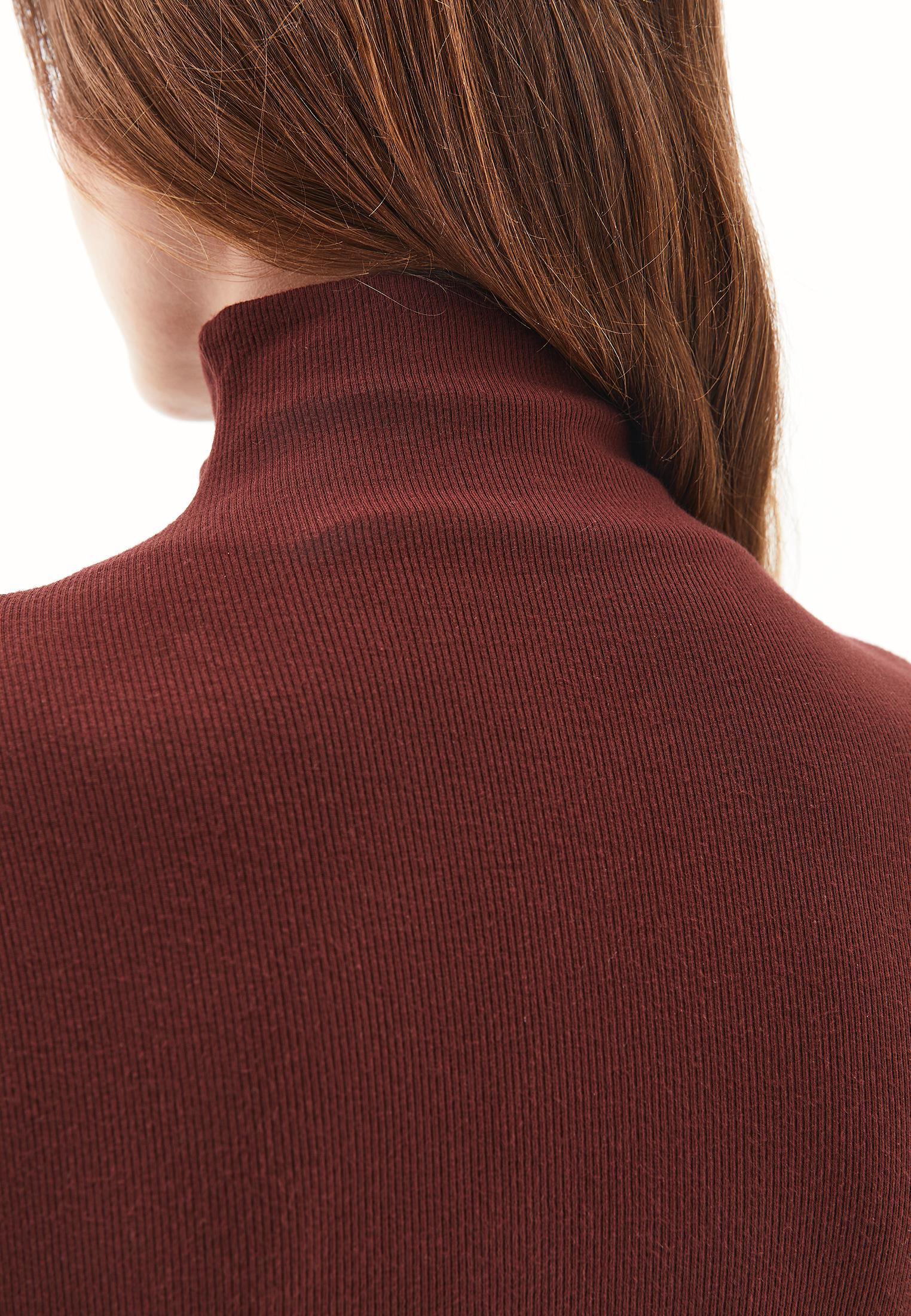 Bodycon Buttoned Blouse - BITTER CHOCOLATE