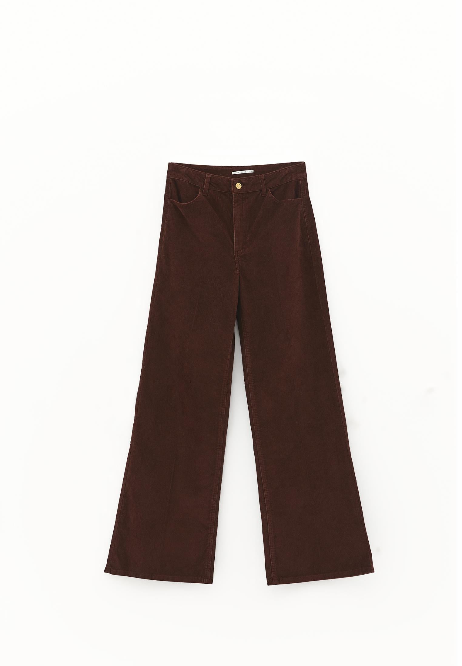 Corduroy Wide Leg Pants - BITTER CHOCOLATE
