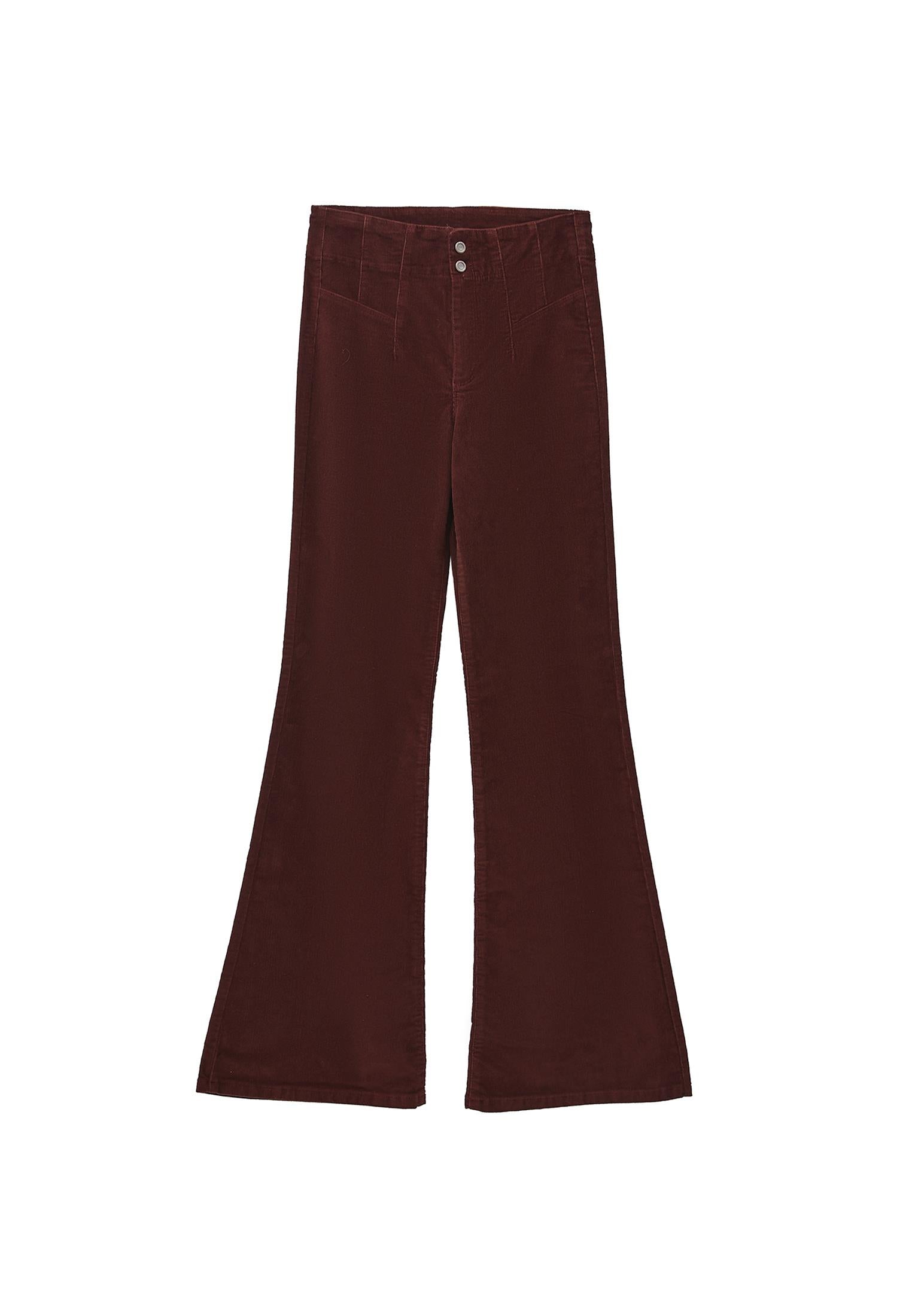 Ultra High Waist Flared Pants - BITTER CHOCOLATE