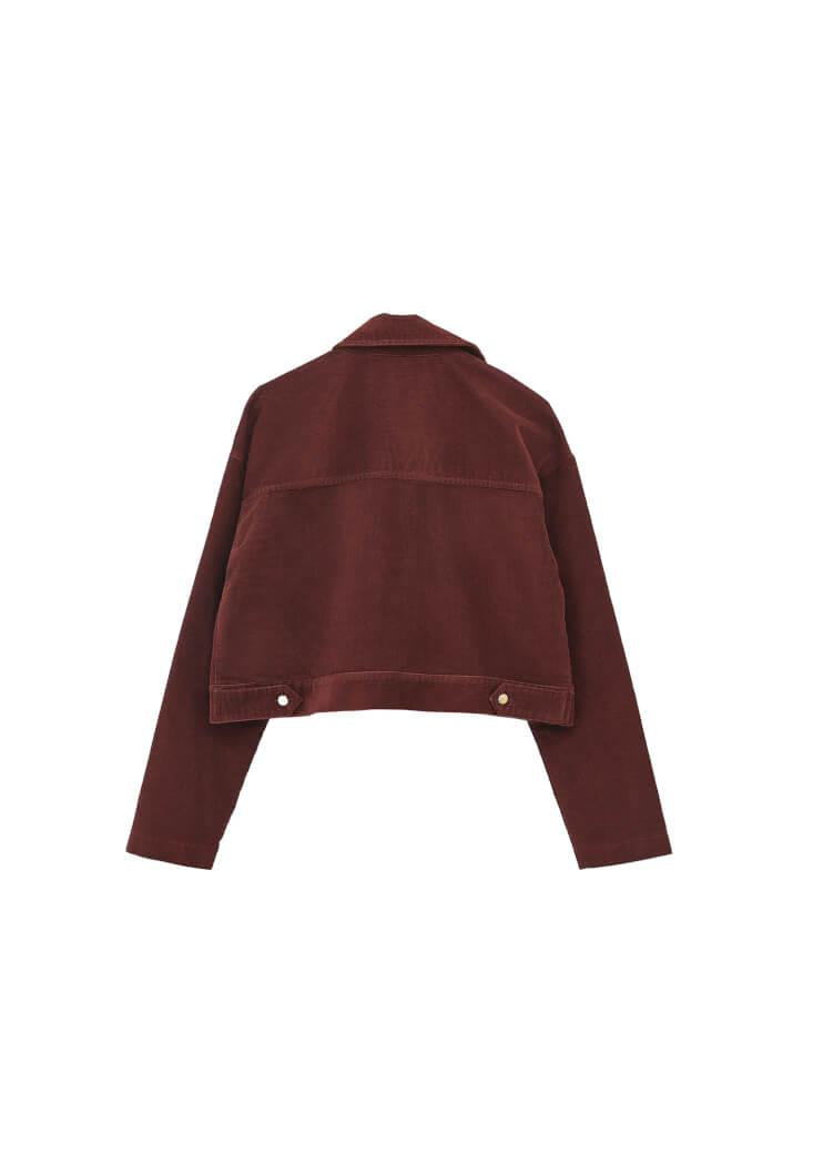 Corduroy Oversize Jacket With Ribbed Texture - BITTER CHOCOLATE