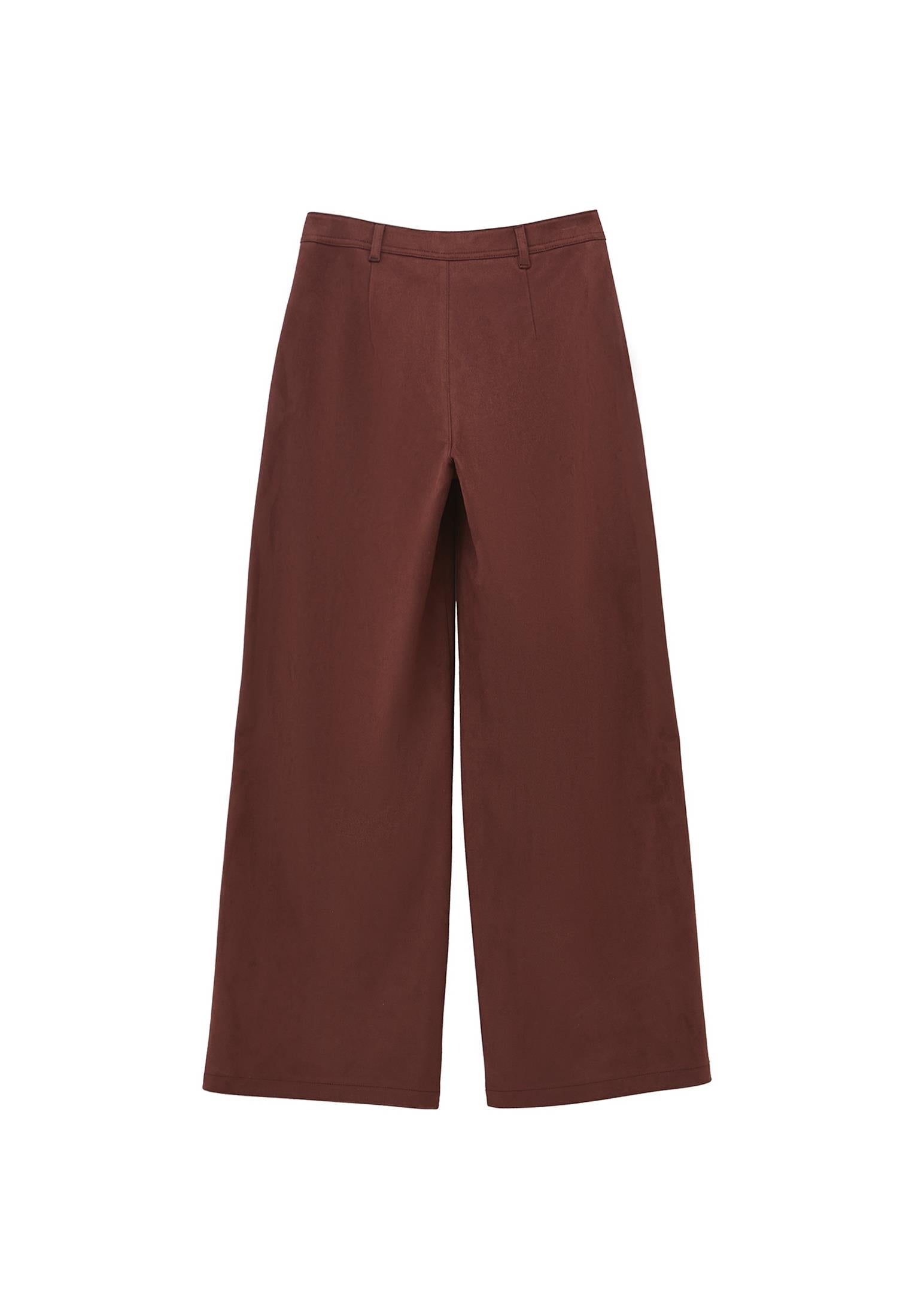 Wide Leg Ultra High Waist Pants - BITTER CHOCOLATE