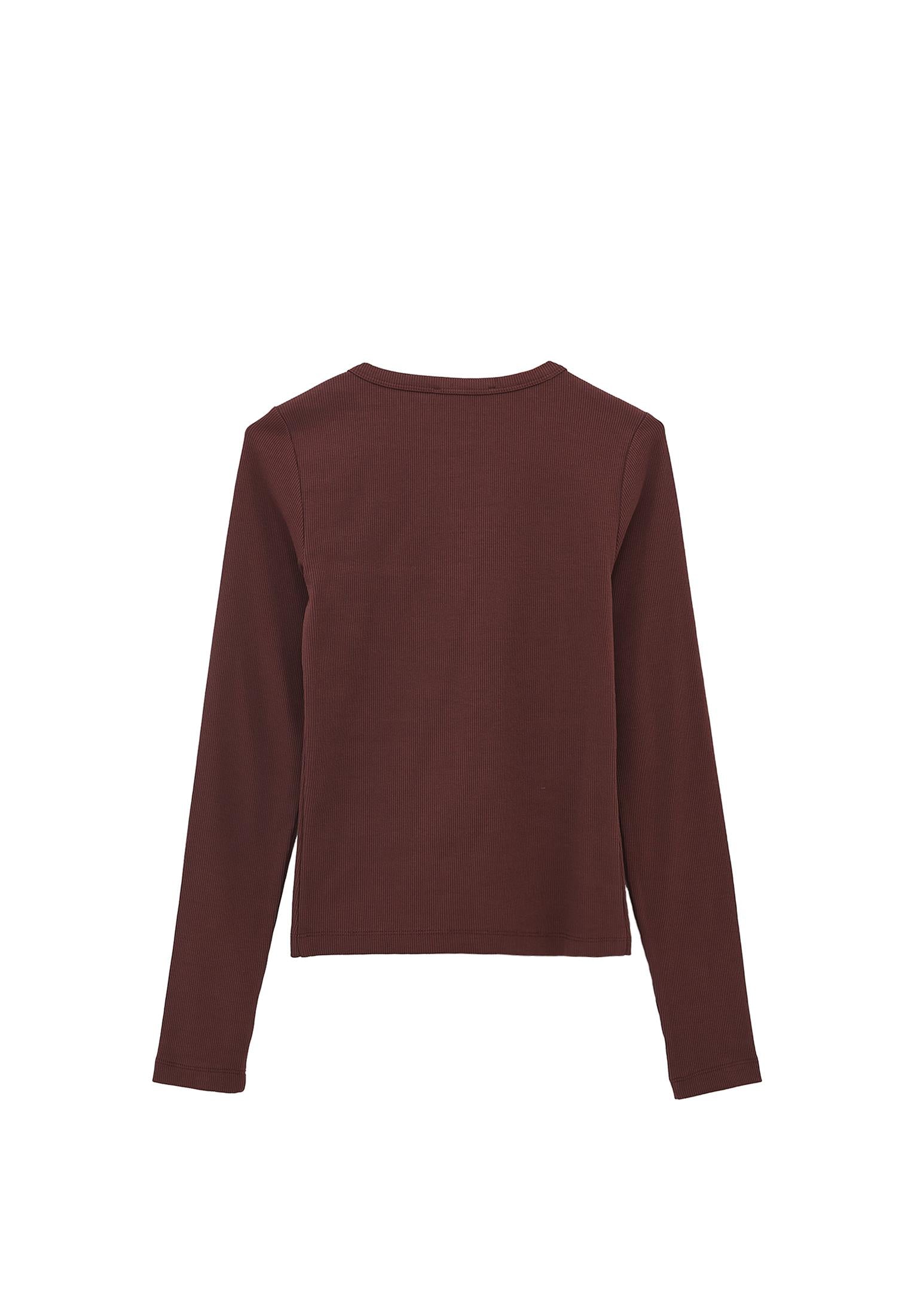 Crew Neck Long Sleeve T-Shirt - BITTER CHOCOLATE