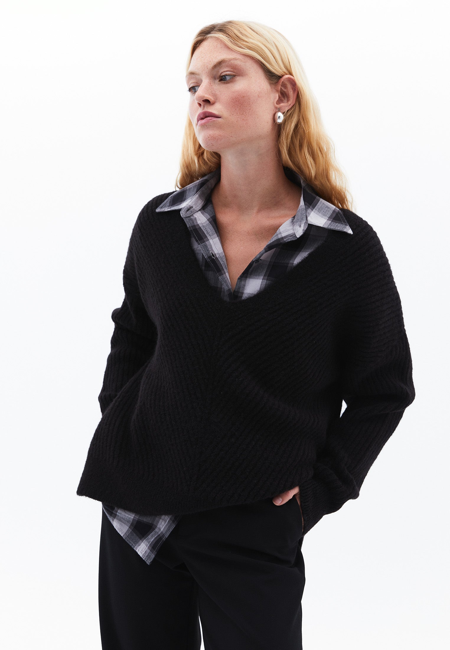 Oversize Buttoned Shirt - BLACK CHECK