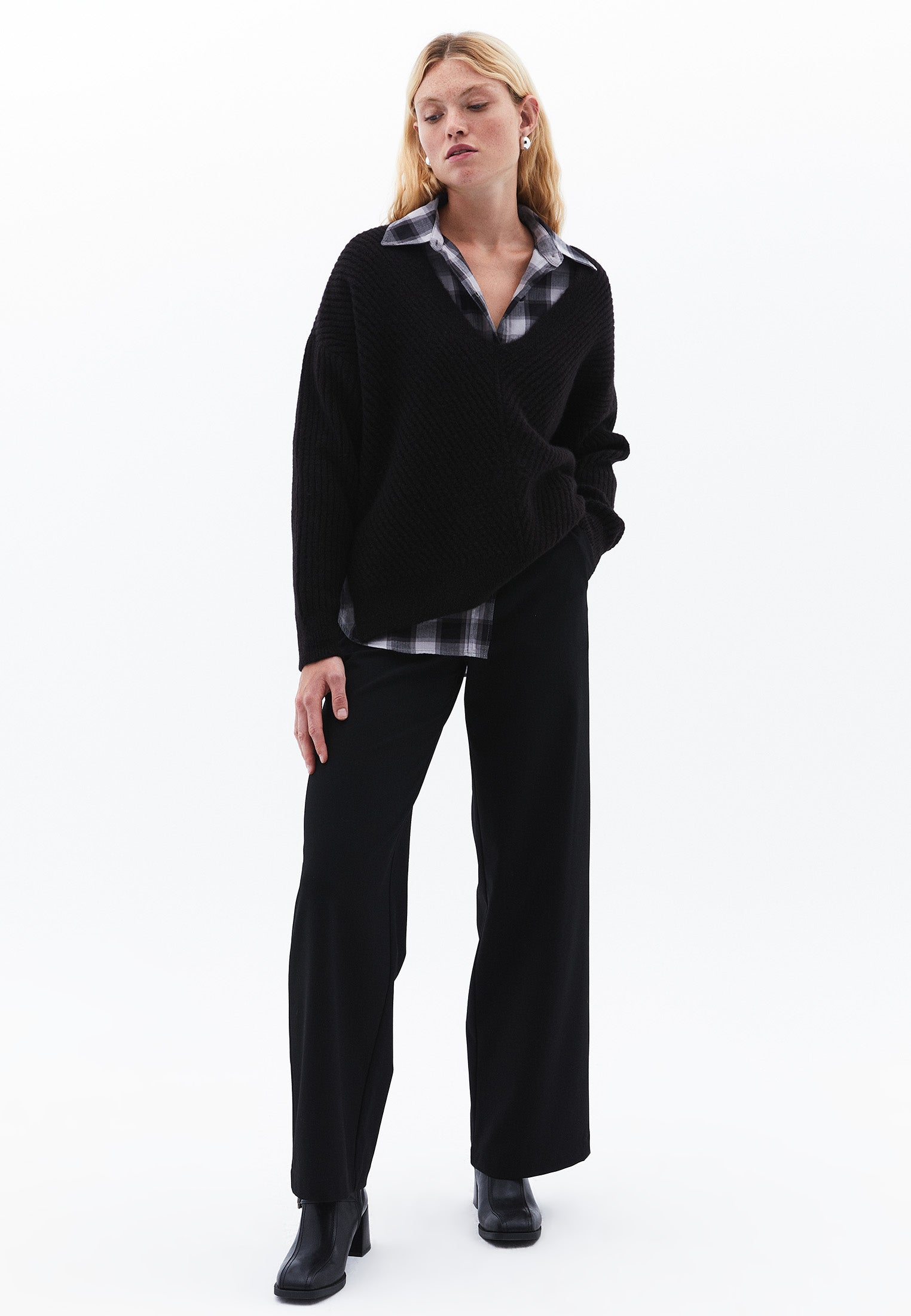 Oversize Buttoned Shirt - BLACK CHECK