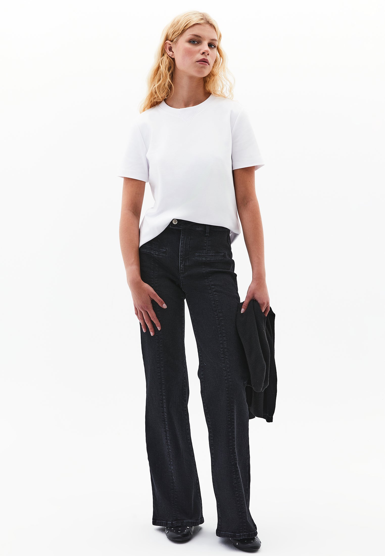 Spanish Leg Pocket Detailed Trousers - BLACK DENIM