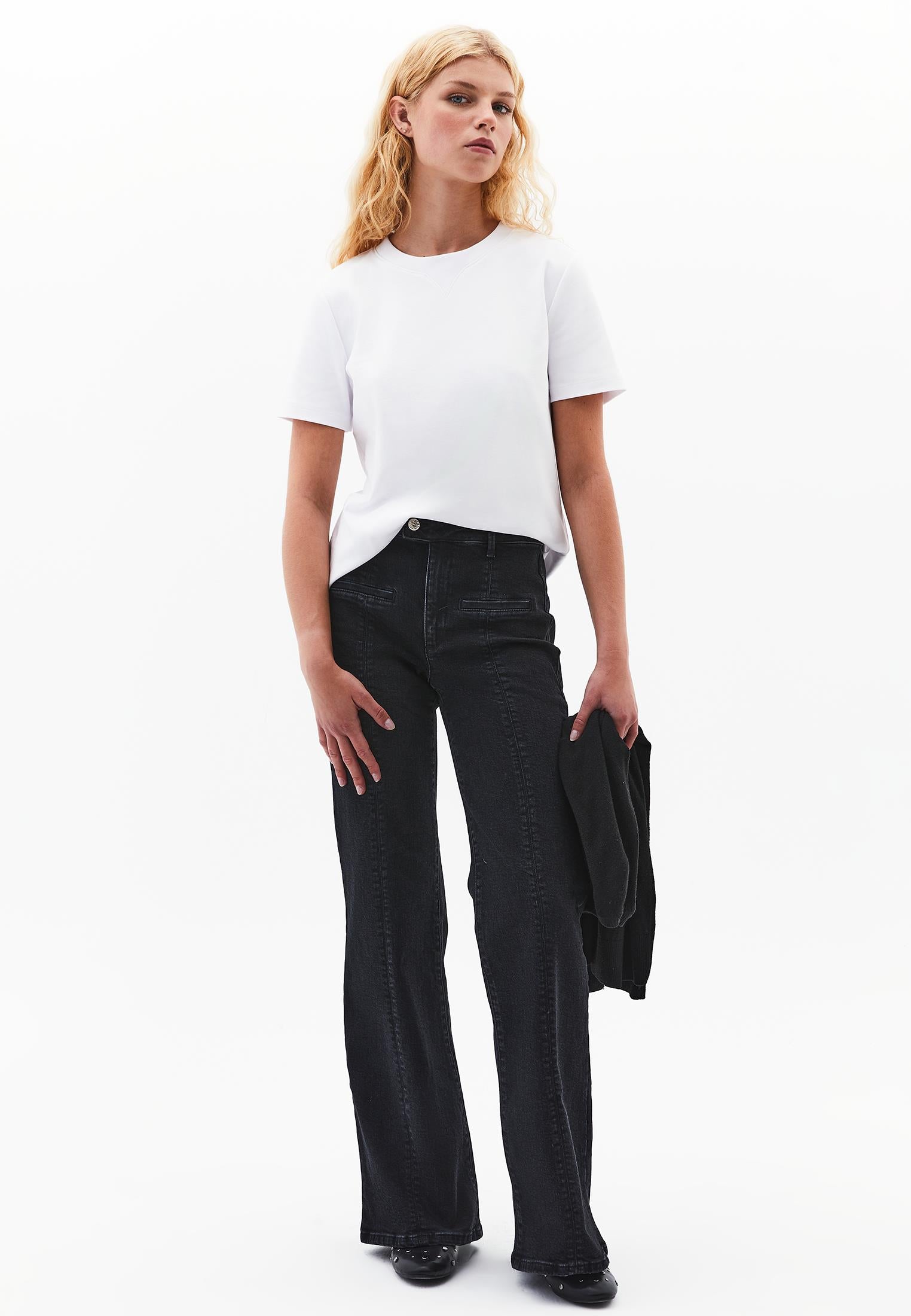 Spanish Leg Pocket Detailed Trousers - BLACK DENIM