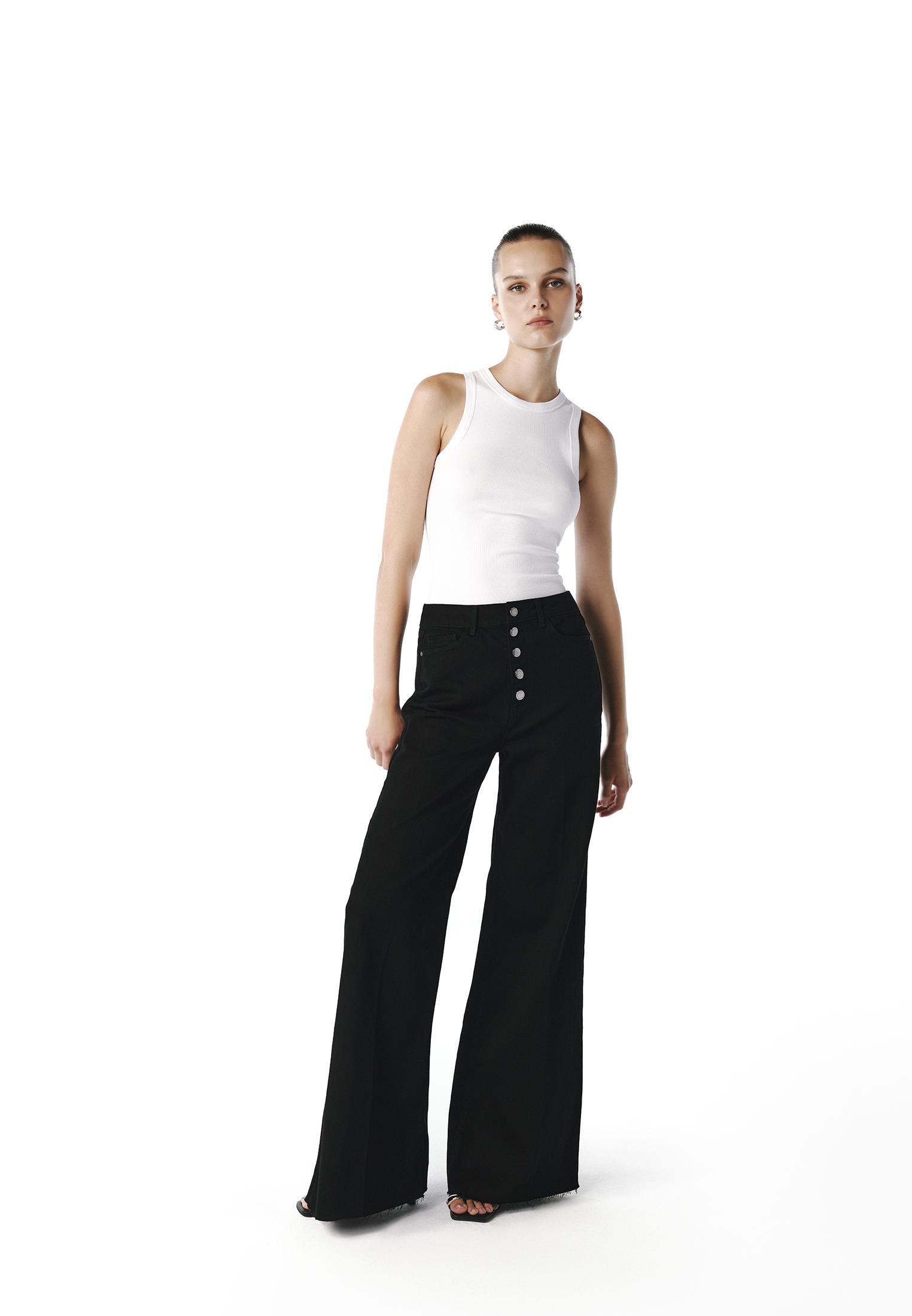 High Waist Jeans - BLACK DENIM