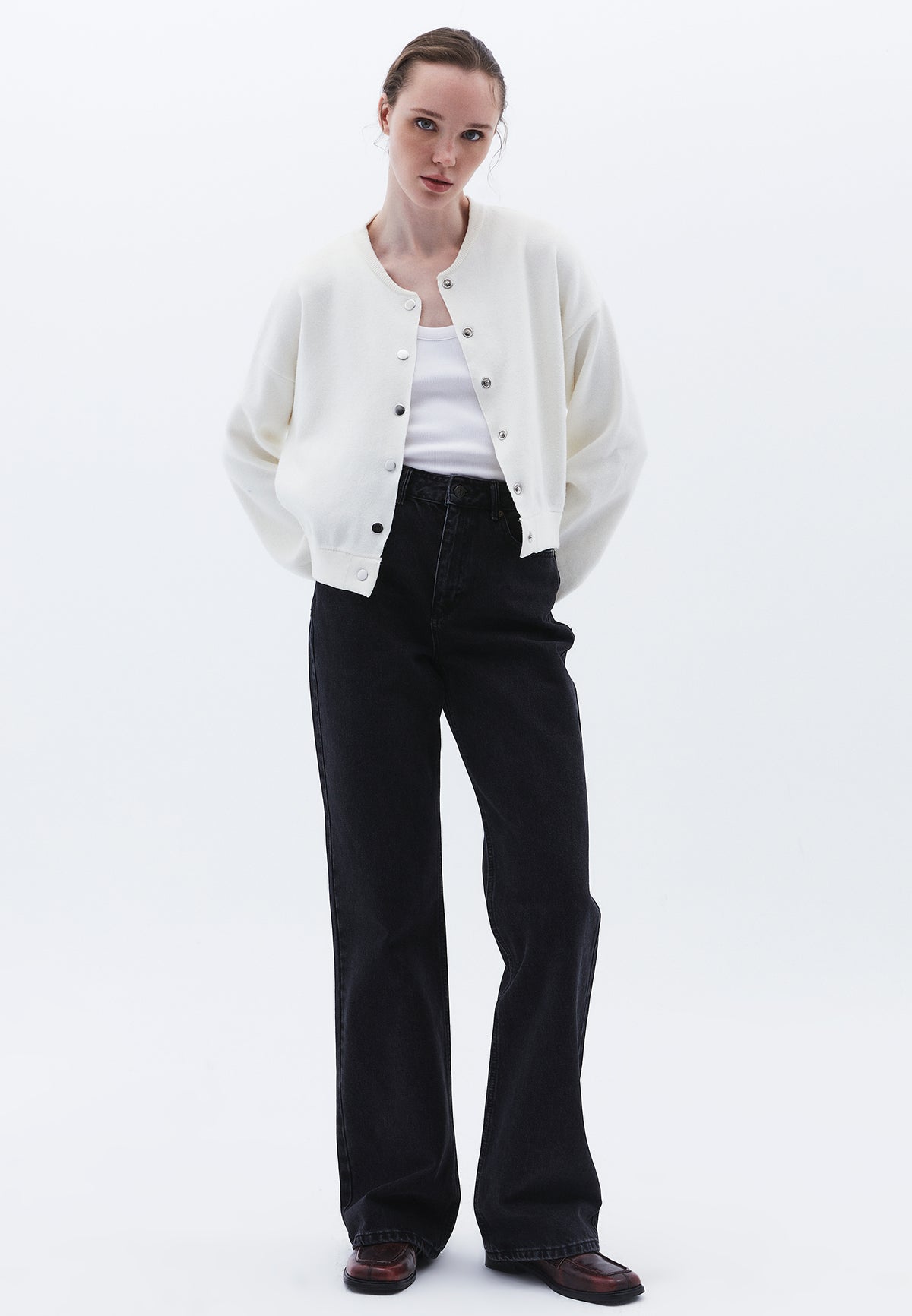 Ultra High Waist Straight Leg Jeans - BLACK DENIM