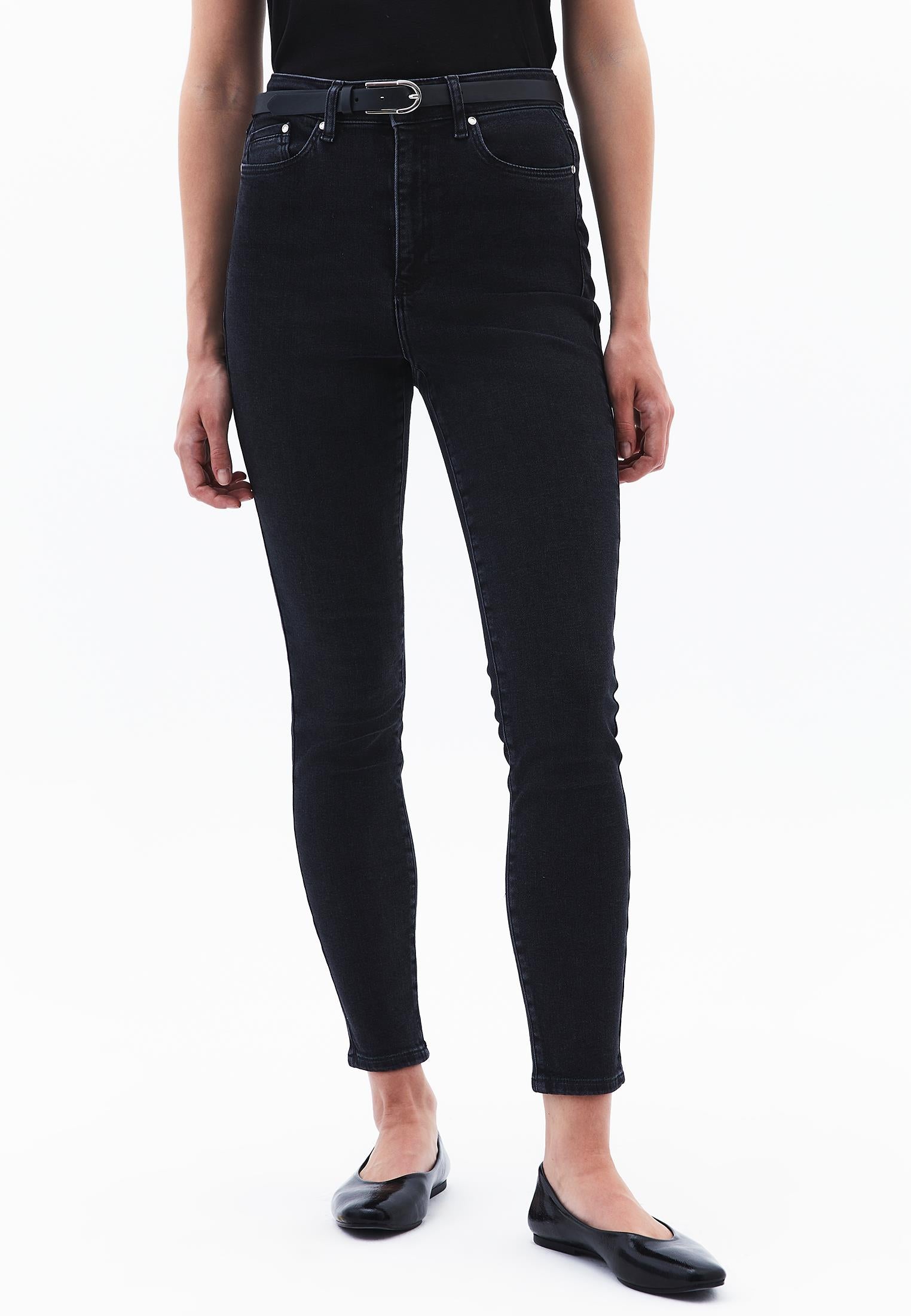 Ultra High Waist Skinny Jeans - BLACK DENIM