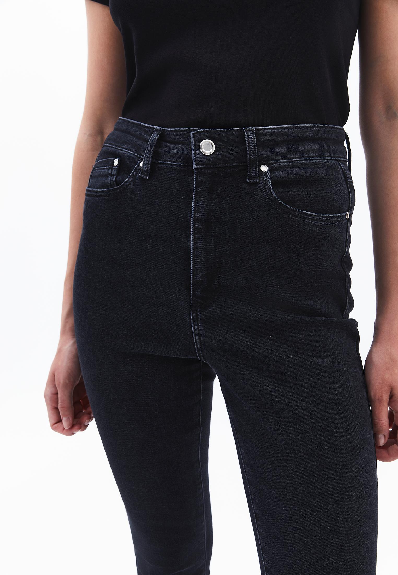 Ultra High Waist Skinny Jeans - BLACK DENIM
