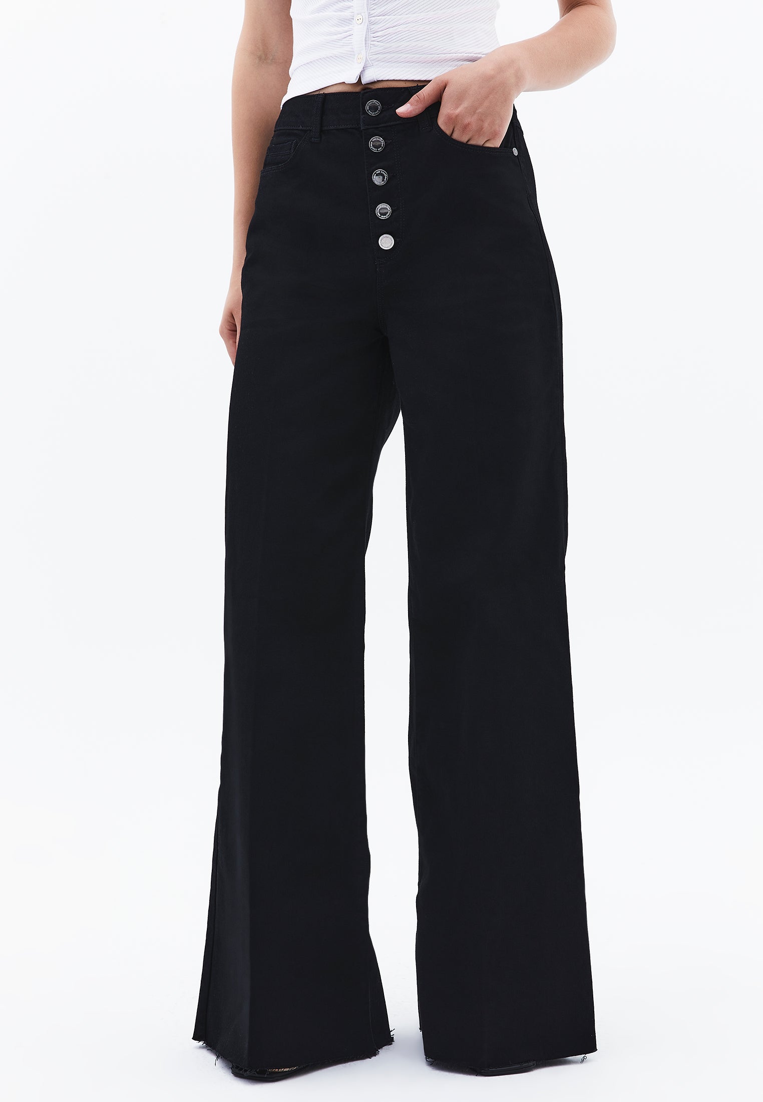 High Waist Jeans - BLACK DENIM