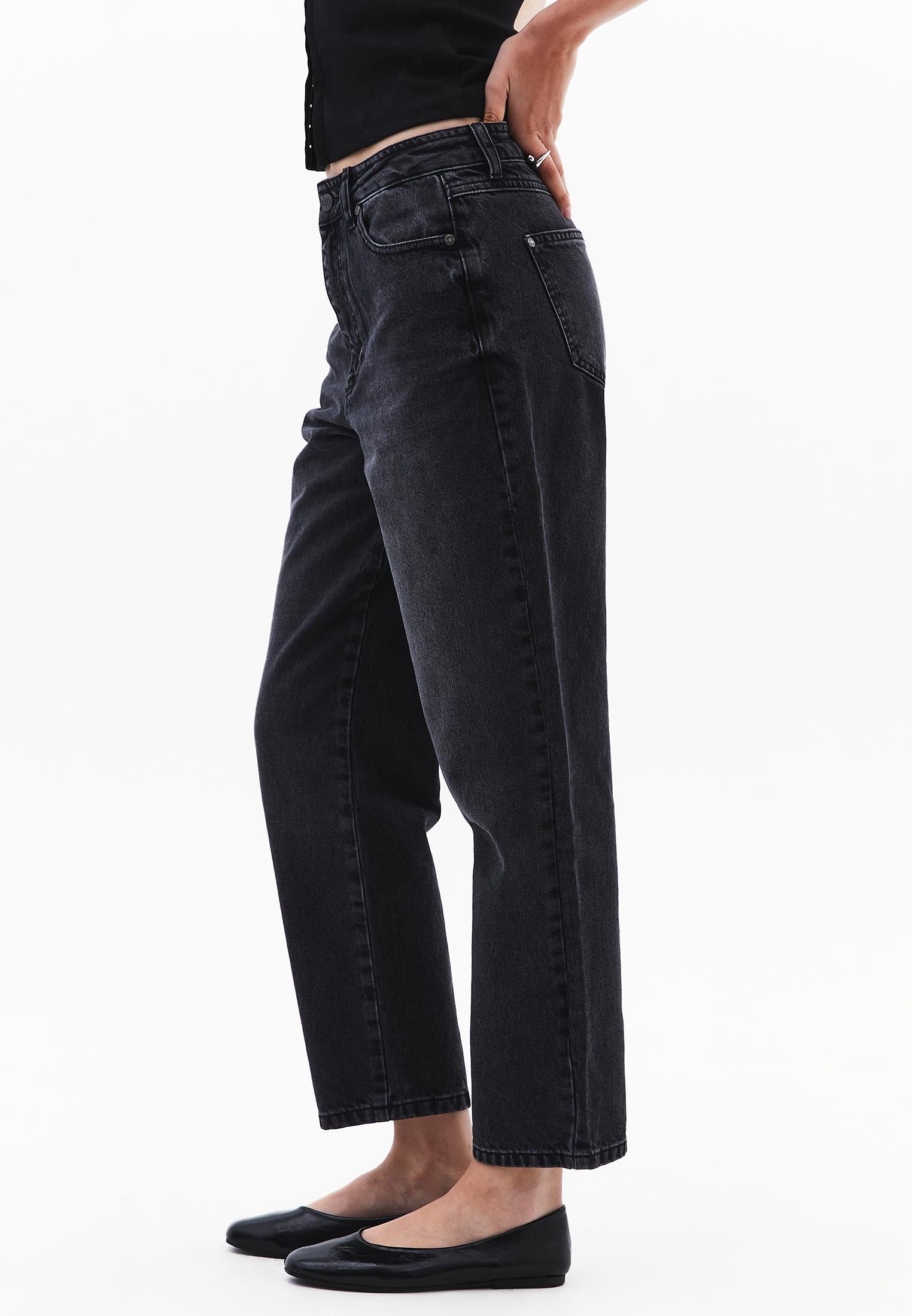 Ultra High Waist Slim Mom Jean - BLACK DENIM