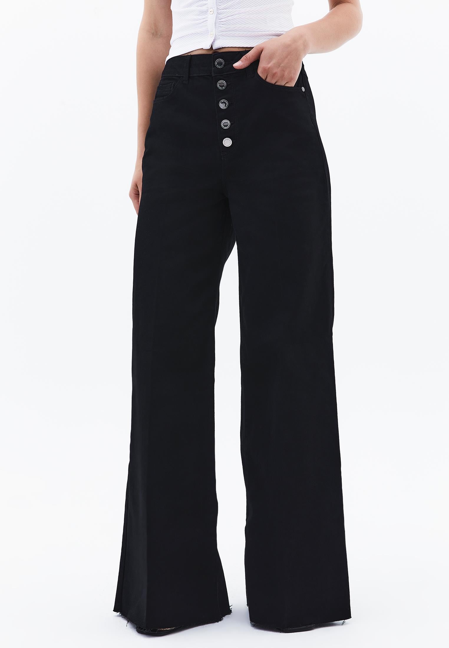 High Waist Jeans - BLACK DENIM