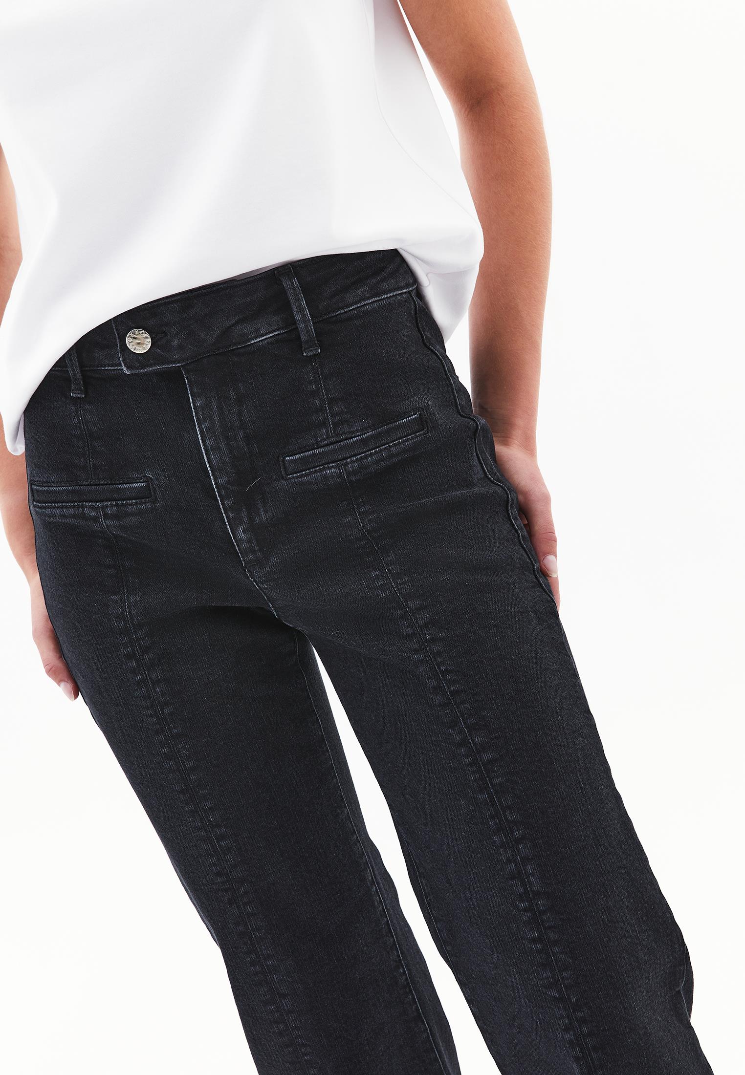 Spanish Leg Pocket Detailed Trousers - BLACK DENIM