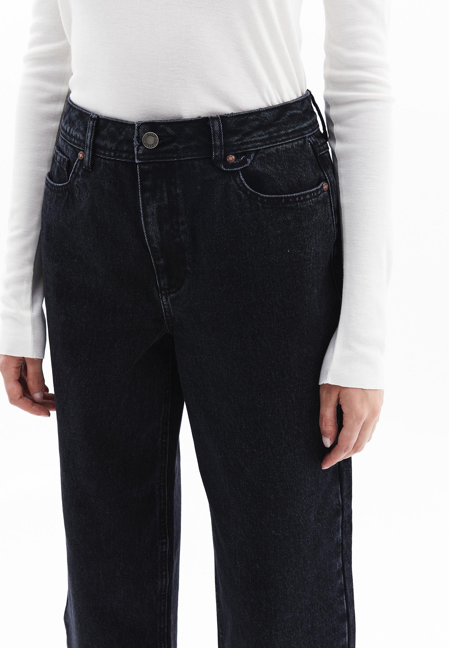 Boyfriend Low Waist Straight Leg Jeans - BLACK DENIM