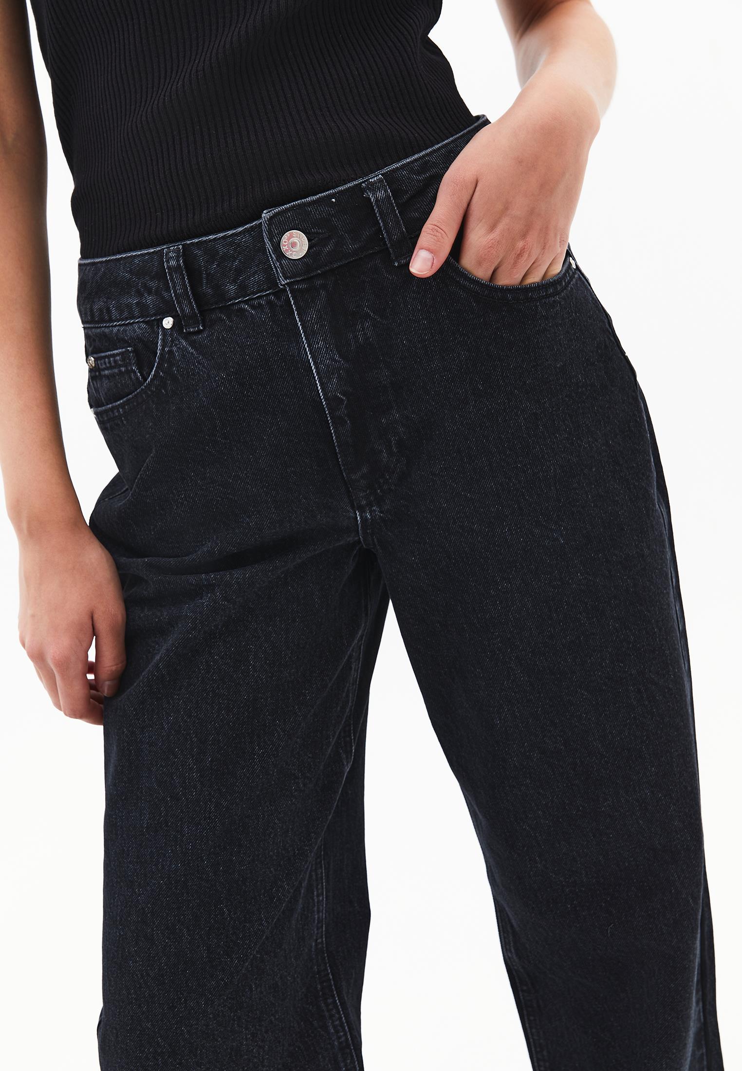Straight Straight Leg Women's Pants - BLACK DENIM