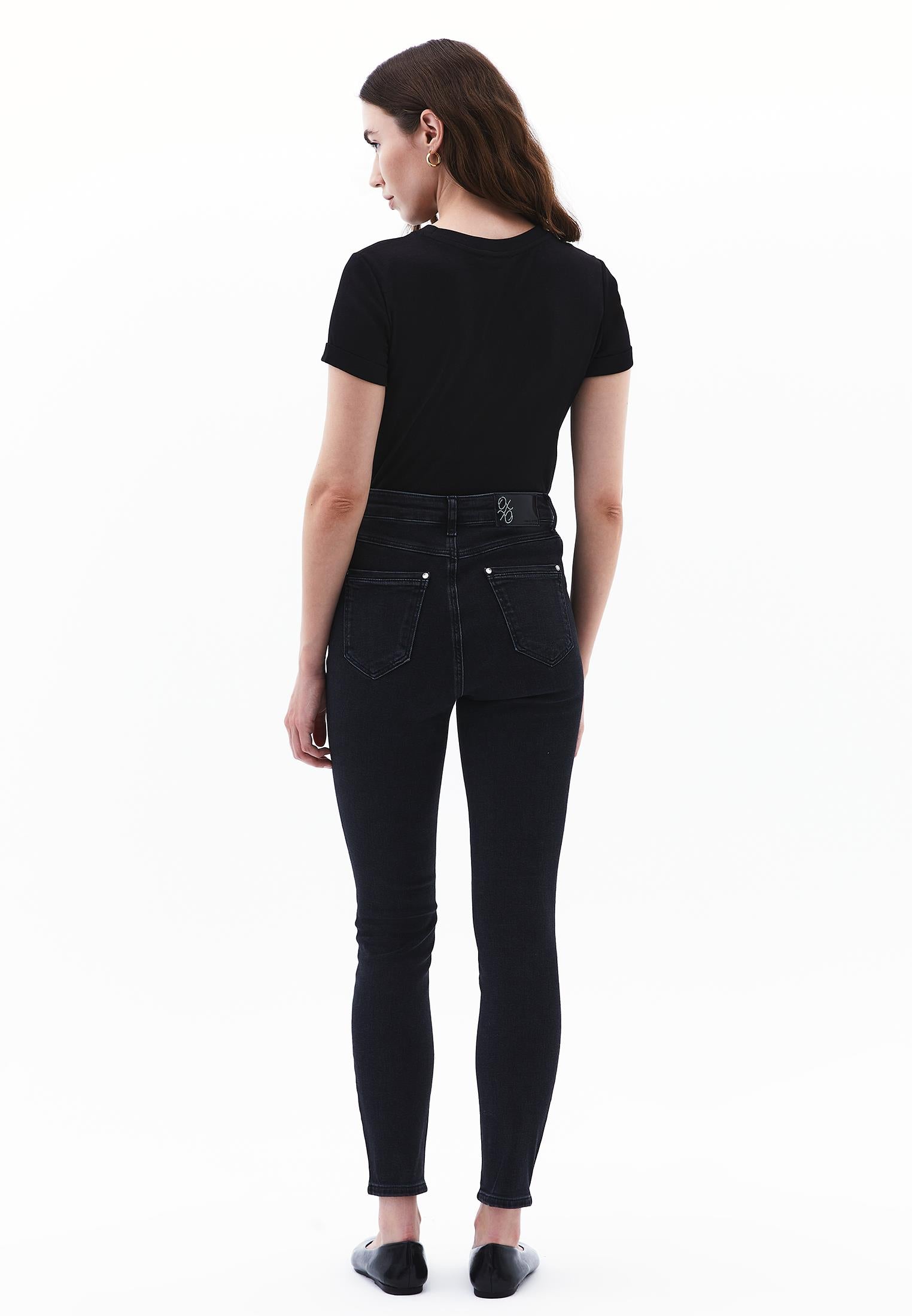 Ultra High Waist Skinny Jeans - BLACK DENIM