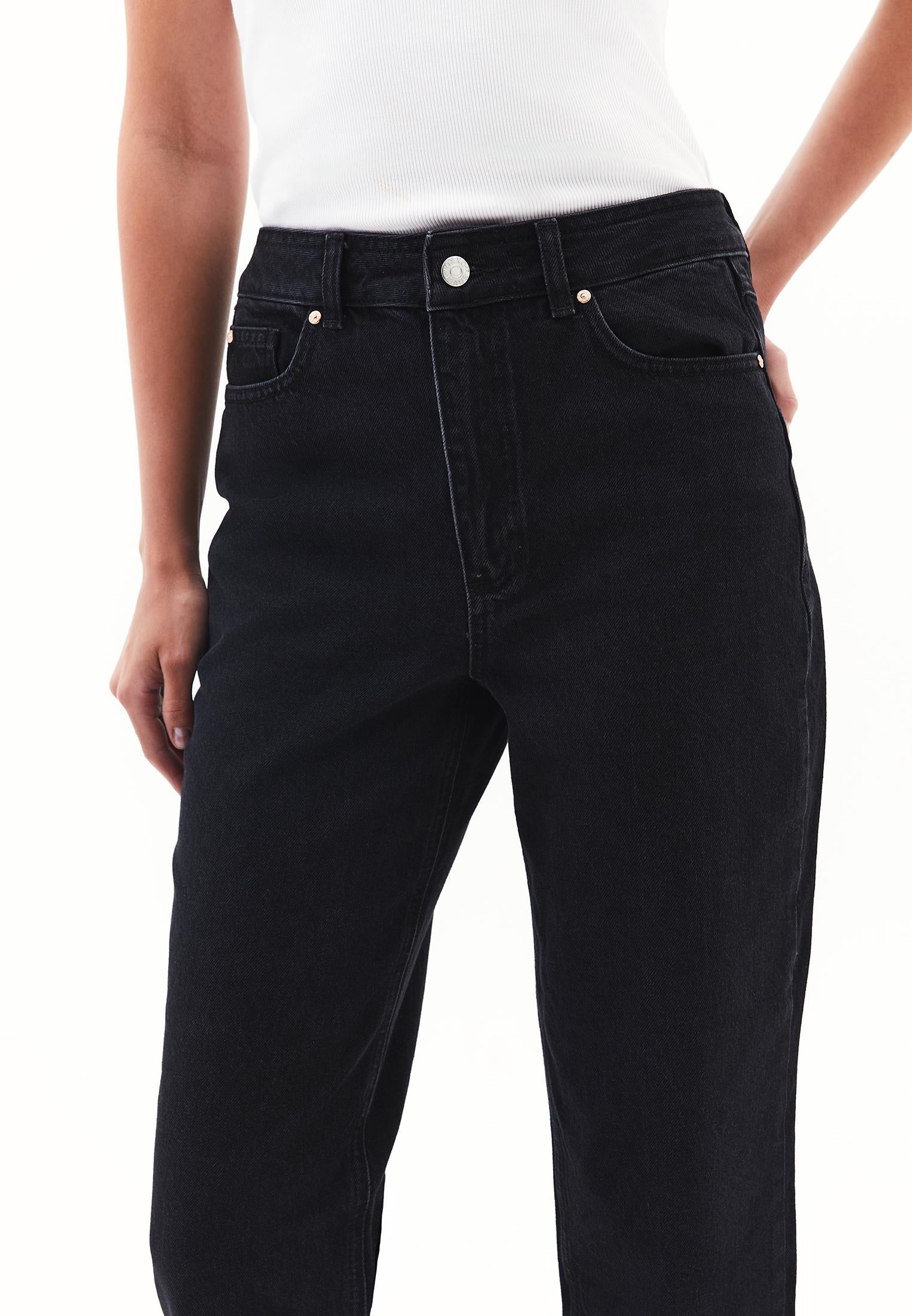 Ultra High Waist Slim Denim Pants - BLACK DENIM