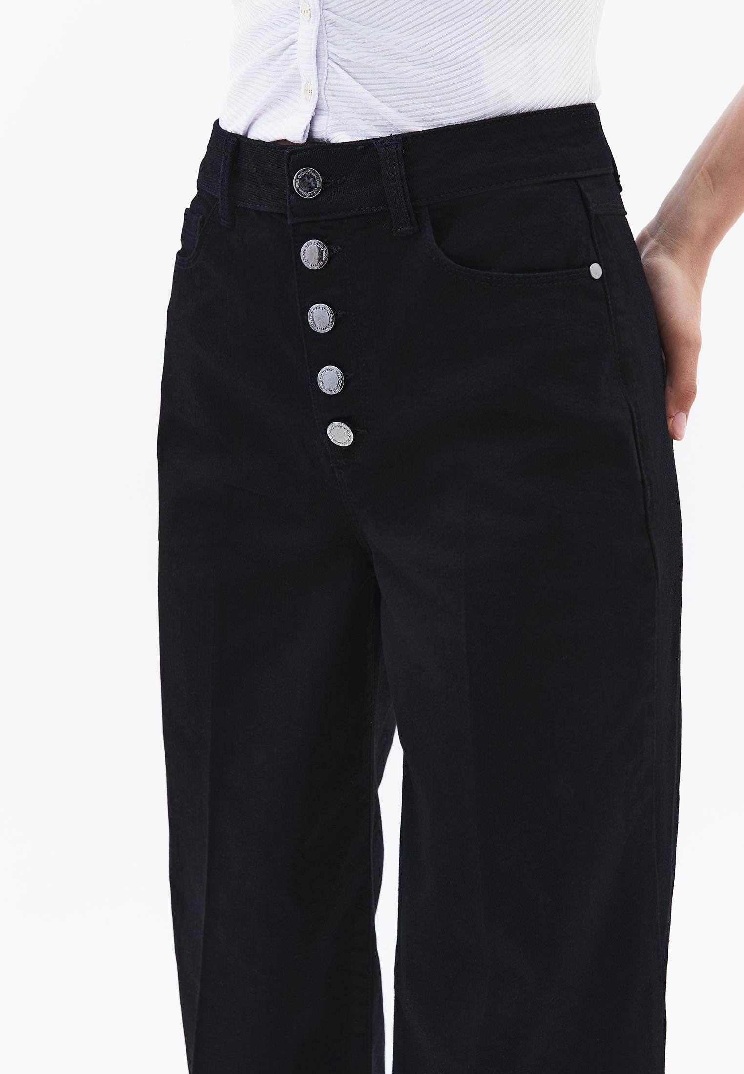 High Waist Jeans - BLACK DENIM