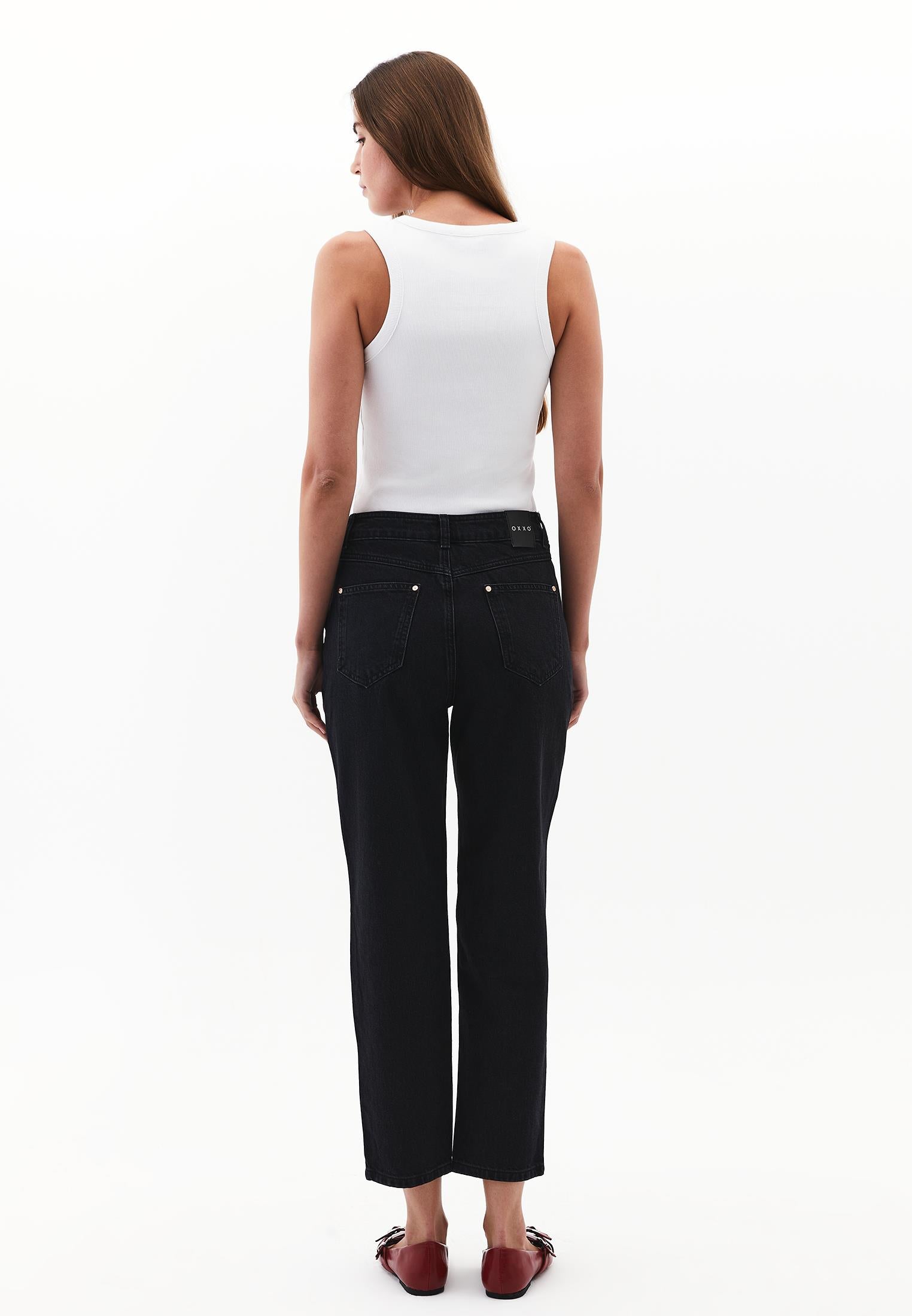 Ultra High Waist Slim Denim Pants - BLACK DENIM