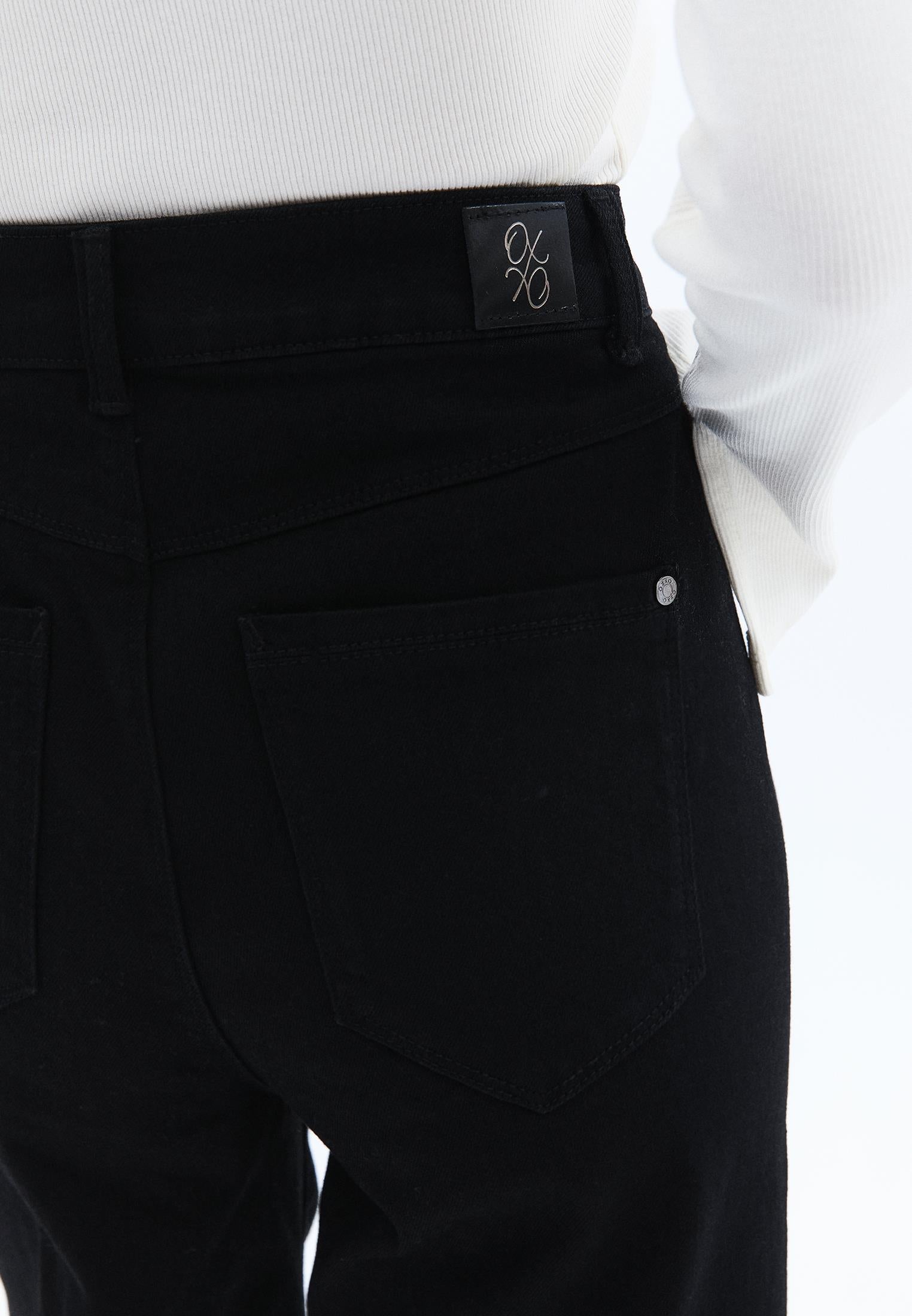 High Waist Wide Leg Women's Pants - BLACK DENIM