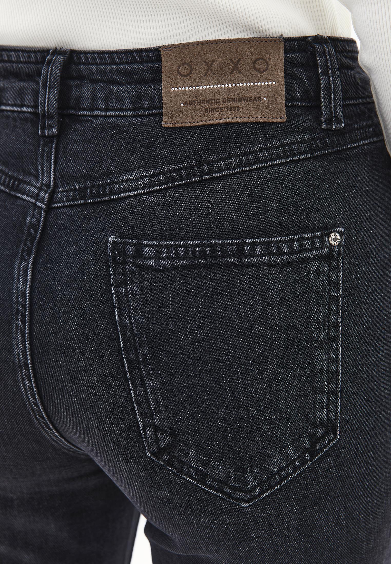Ultra High Waist Straight Leg Denim Pants - BLACK DENIM