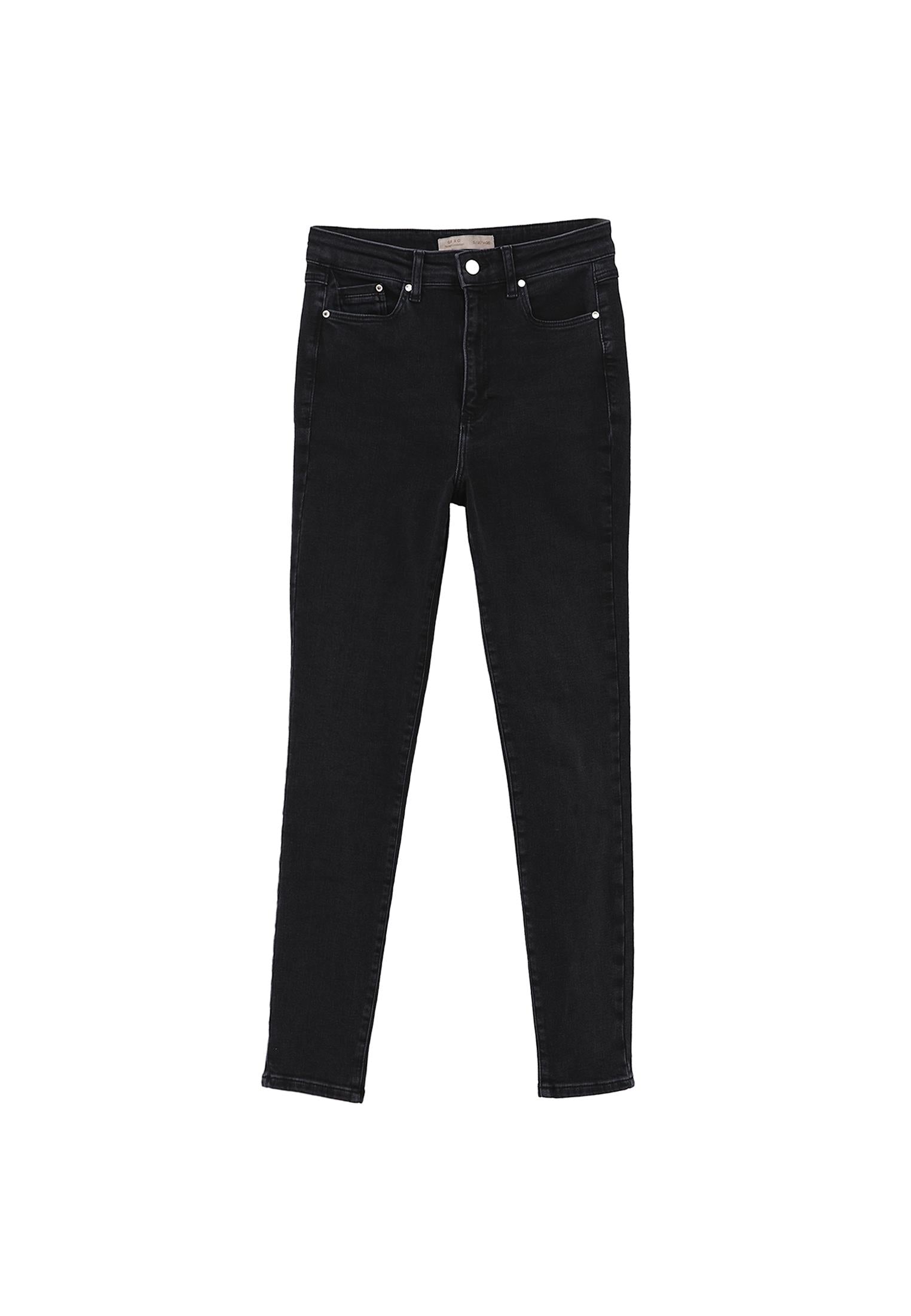 Ultra High Waist Skinny Jeans - BLACK DENIM