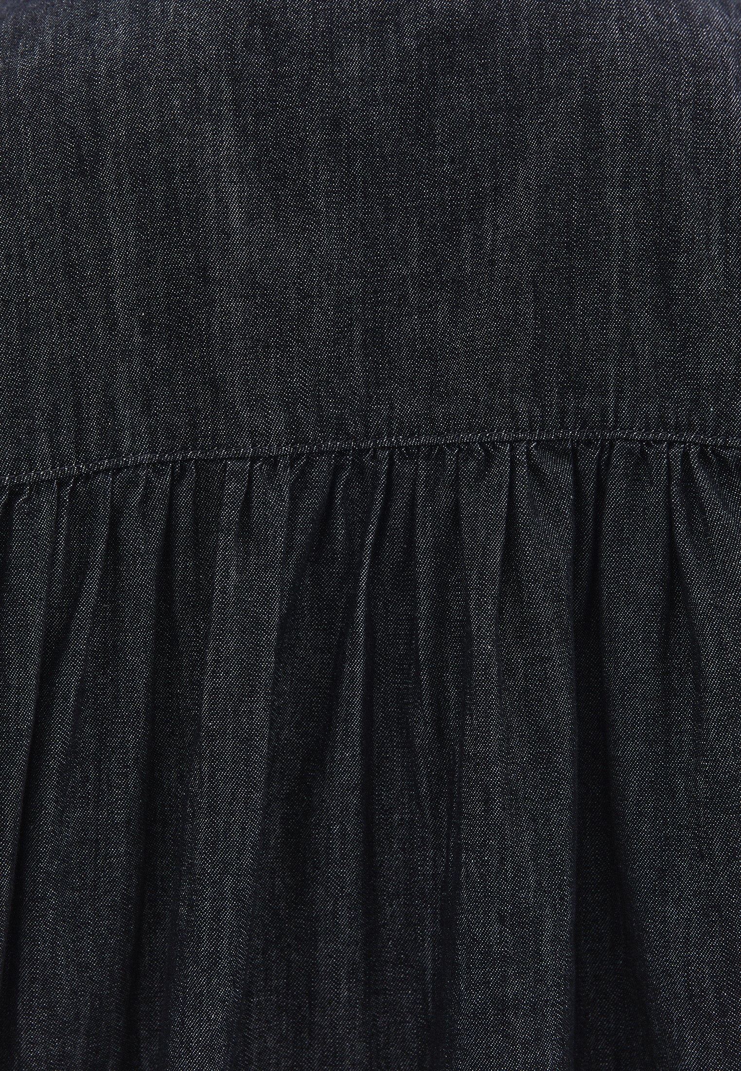 Bat Sleeve Mandarin Collar Buttoned Shirt - BLACK DENIM