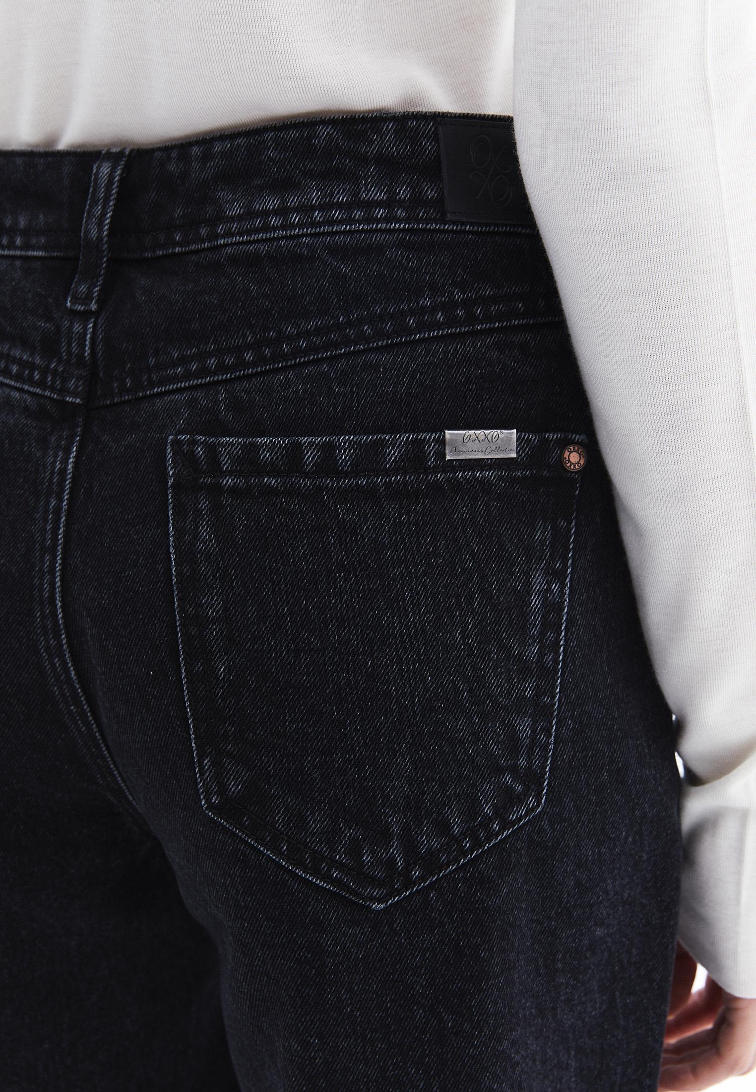 Boyfriend Low Waist Straight Leg Jeans - BLACK DENIM