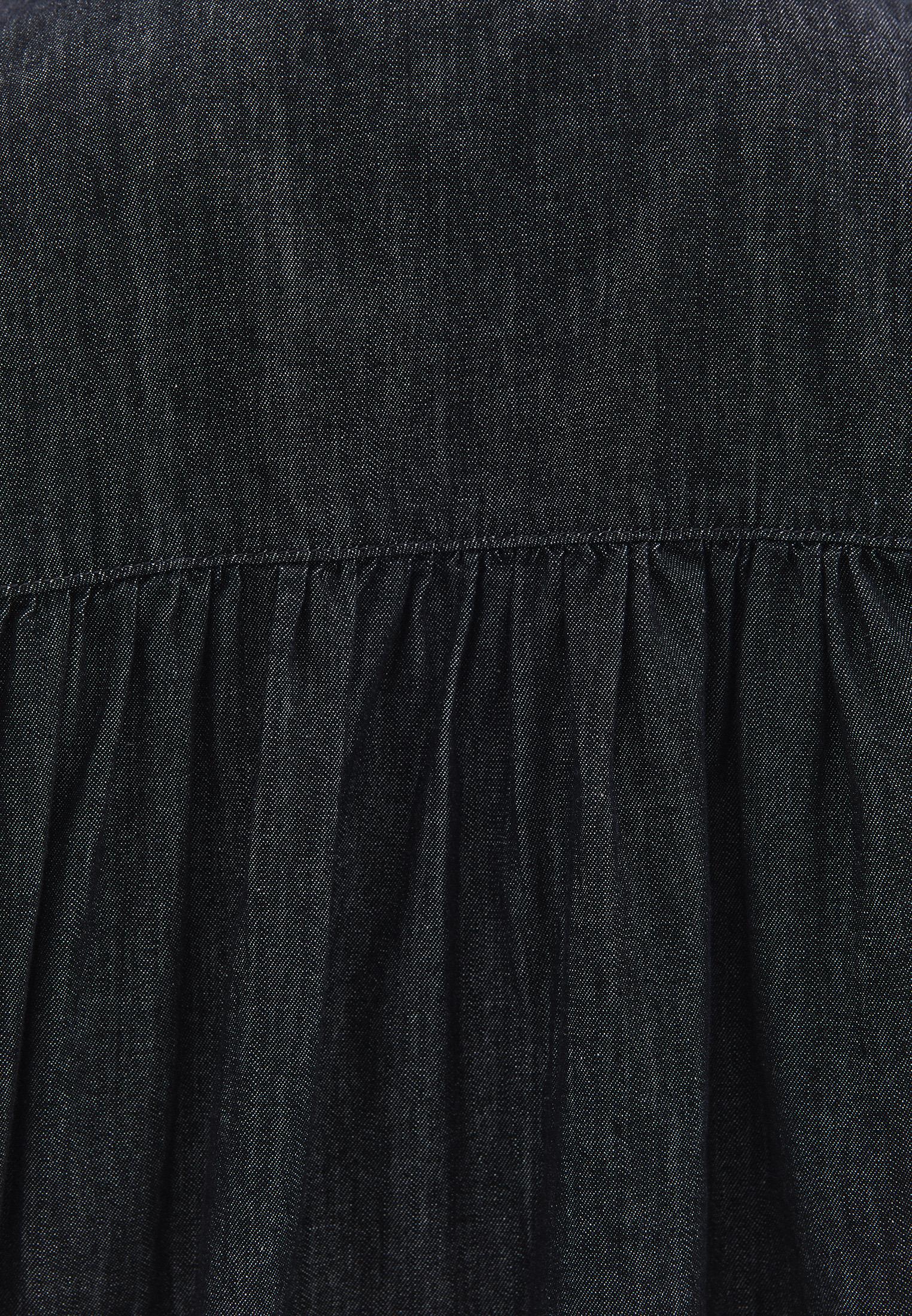Bat Sleeve Mandarin Collar Buttoned Shirt - BLACK DENIM