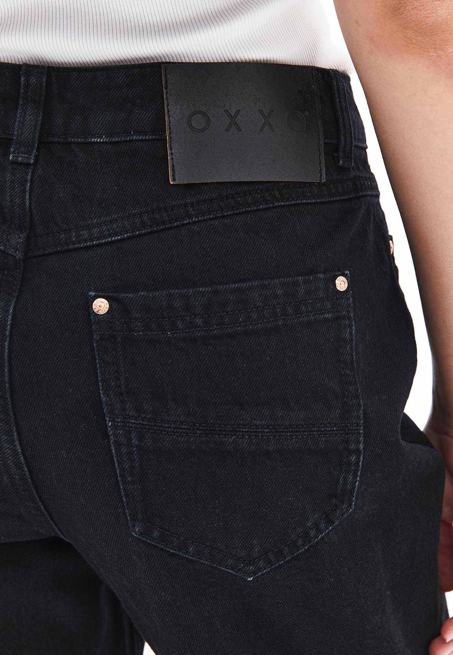 Wide Leg High Waist Denim Pants With Pocket Details - BLACK DENIM