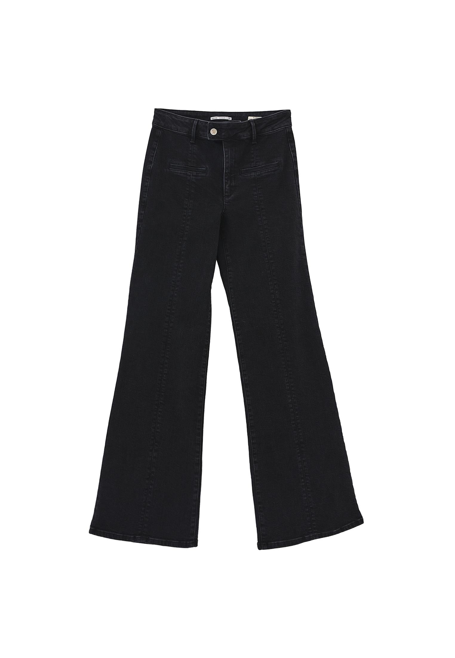 Spanish Leg Pocket Detailed Trousers - BLACK DENIM